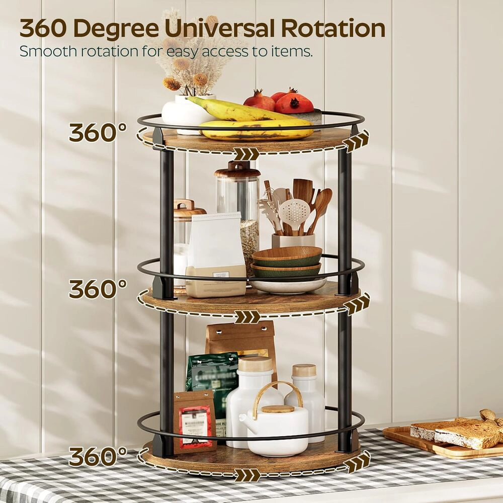 Toynee Starks Unisex 3 Tier Rotating Lazy Susan Spice Rack Organizer