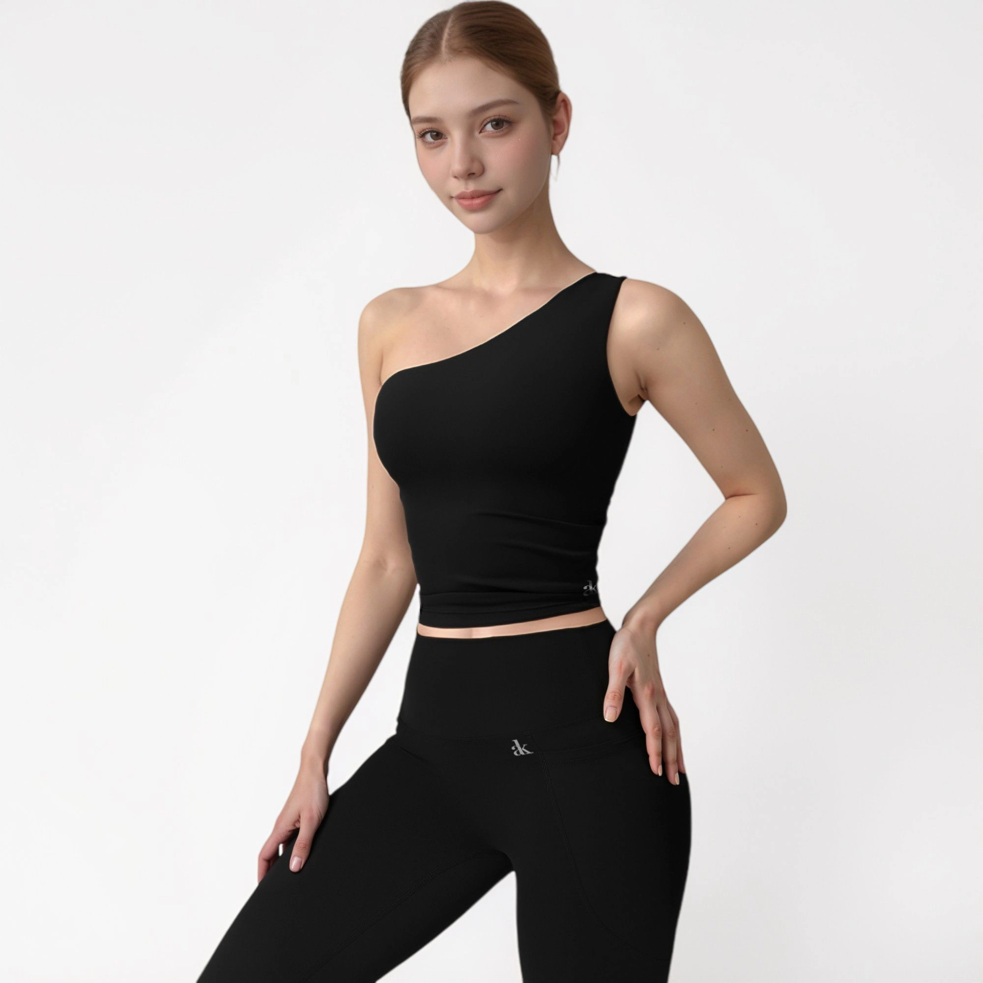 Anna-Kaci Women's One Shoulder Cropped Active Tank Top with Asymmetrical Neckline
