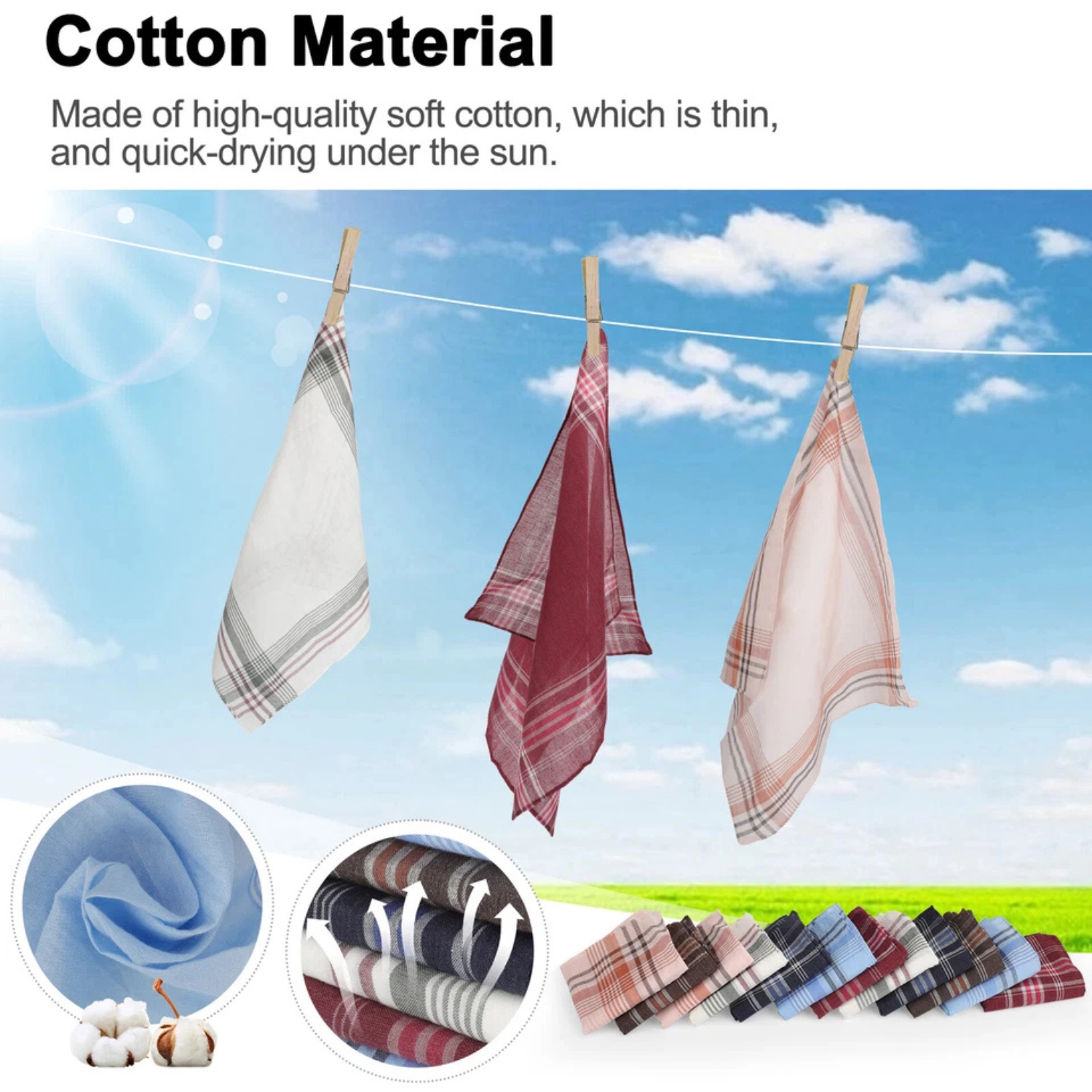 SS Design 12-Piece Men's Classic Cotton Handkerchief Set