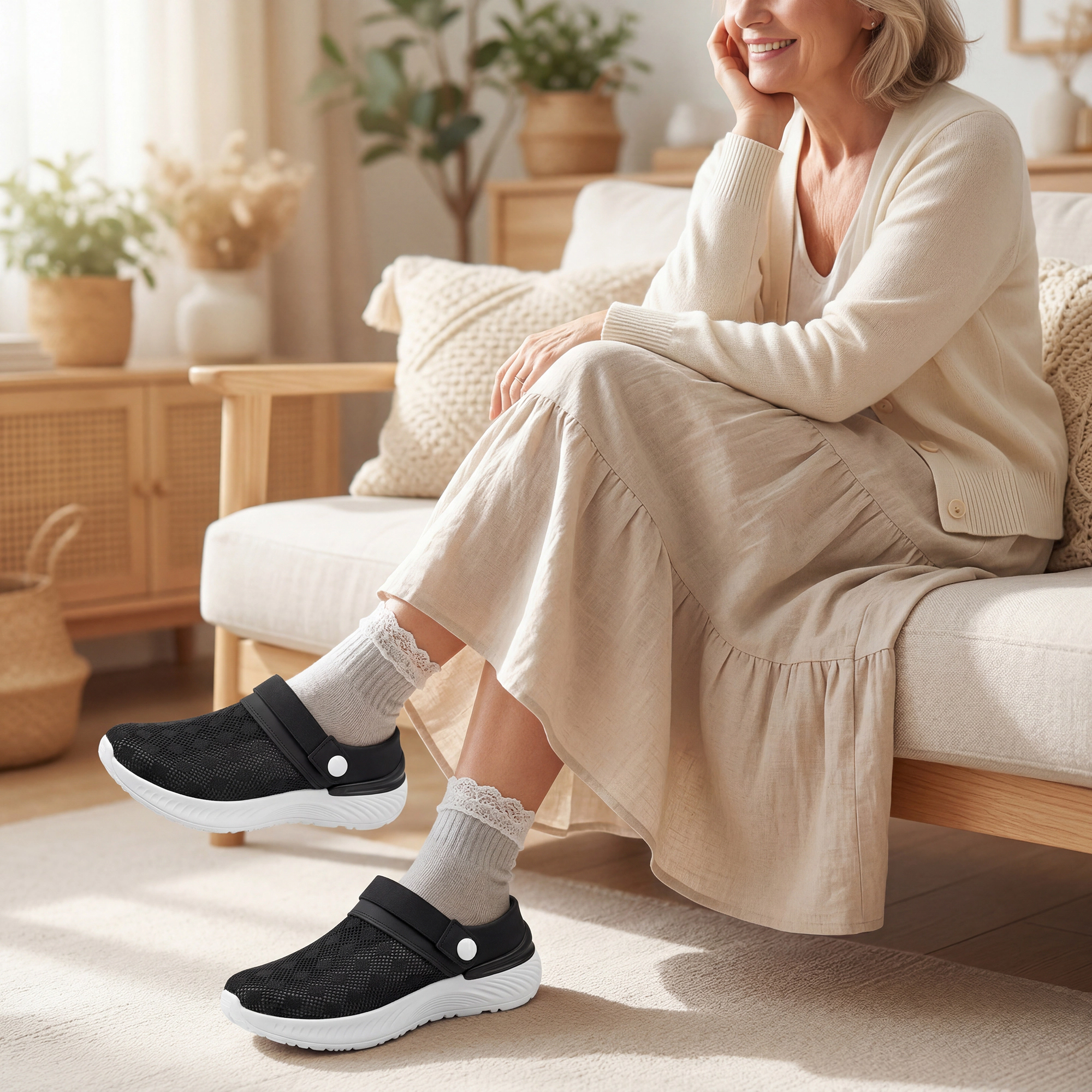 BLISSFUL STEP Women's Breathable Slip-on Garden Clogs Slippers