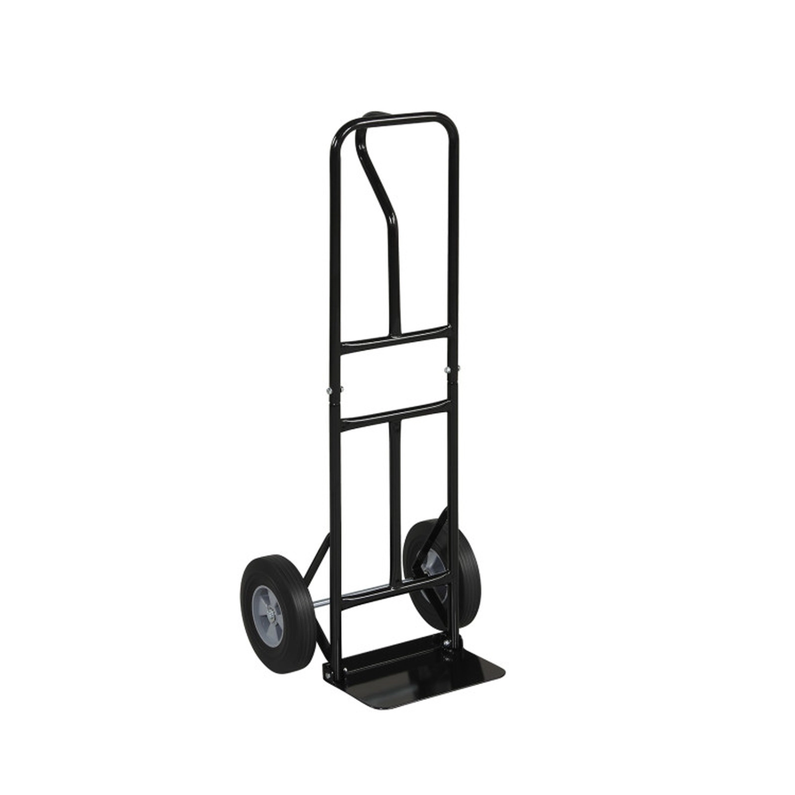 SUGIFT 600-lb Capacity P-Handle Metal Hand Truck Dolly with 10-in Rubber Wheels and Folding Base Plate