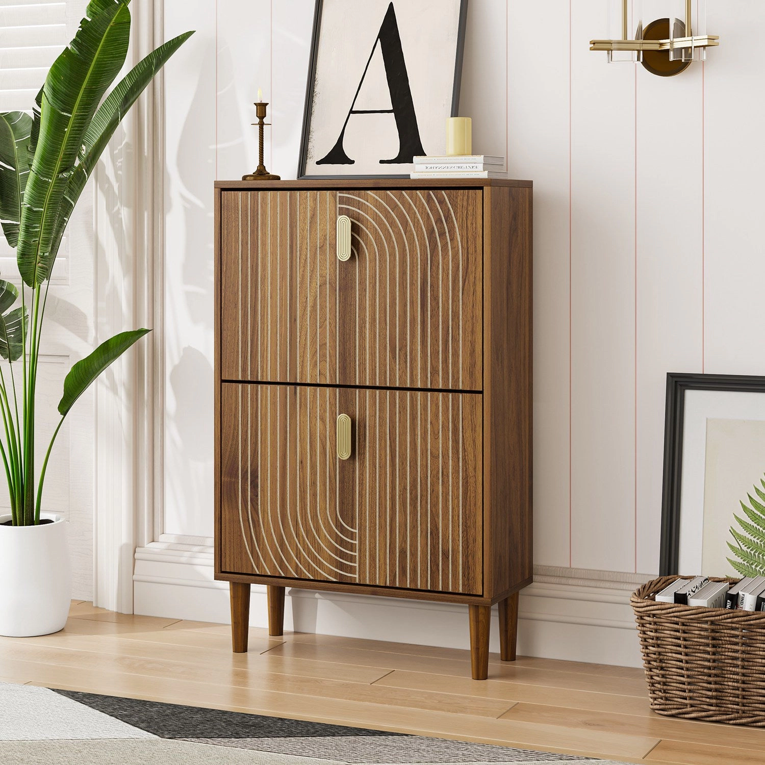 GBruno 2-Drawer Slim Shoe Storage Cabinet