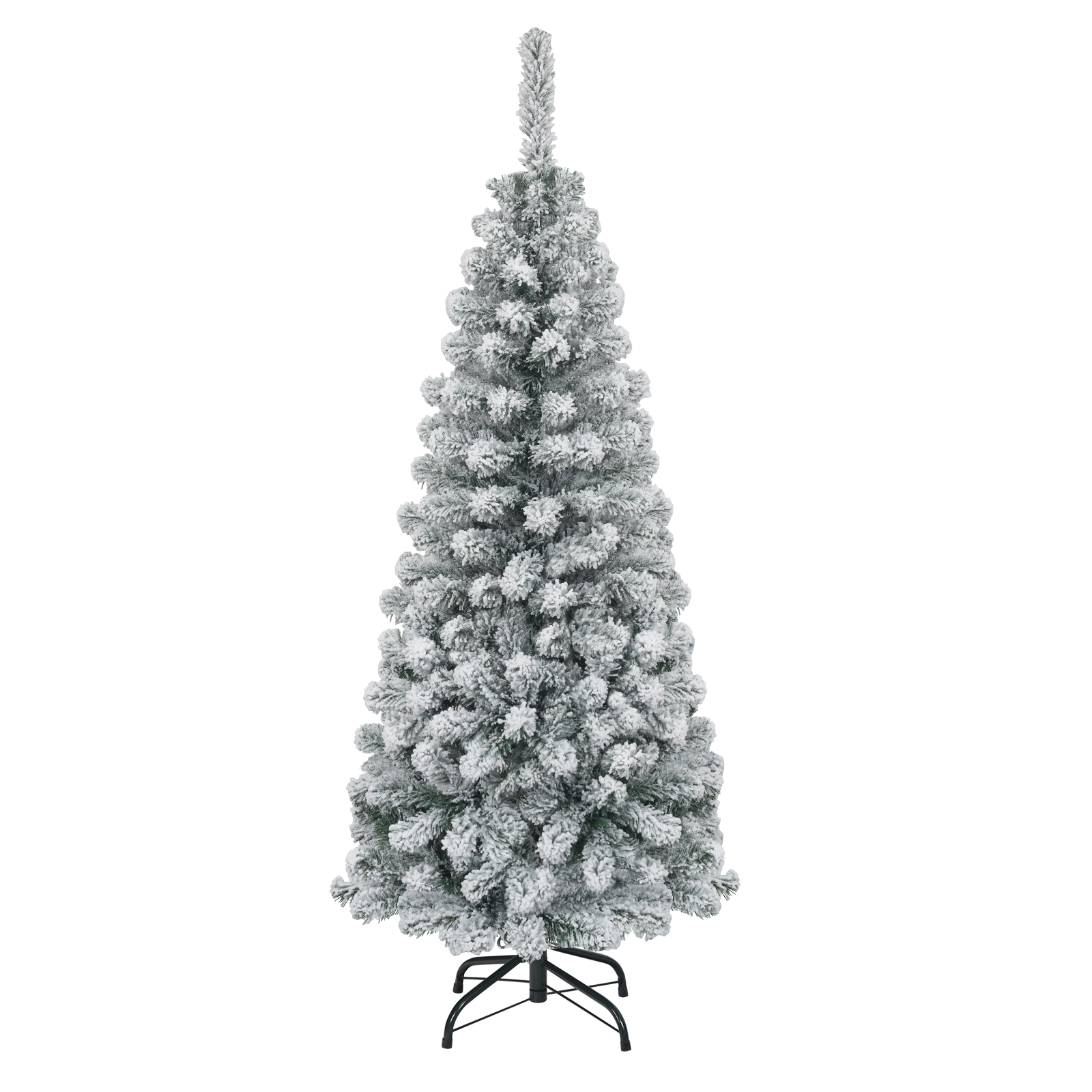 Costway 6 FT Unlit Flocked Pencil Christmas Tree Hinged with 500 Branch Tips