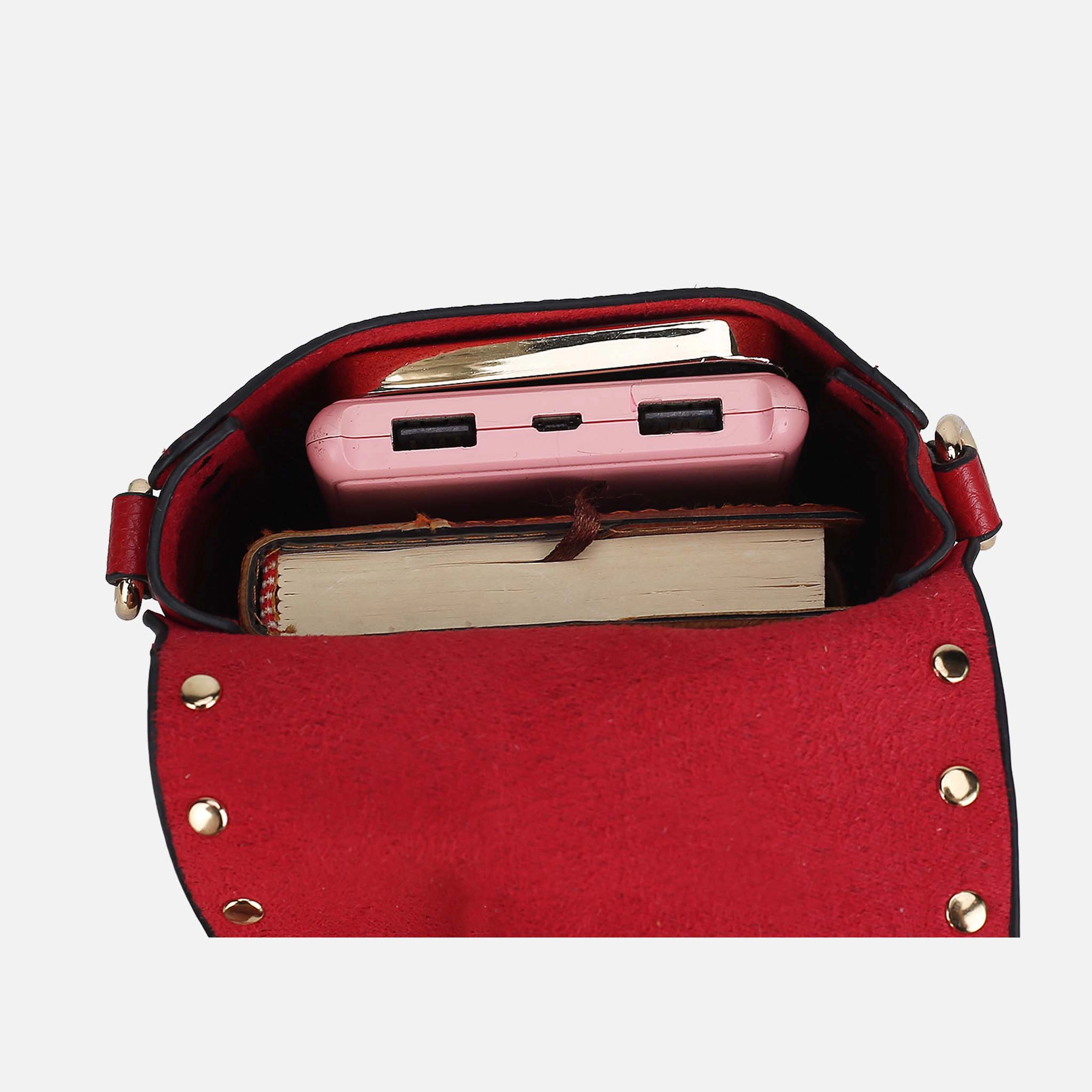 Mia K Collection Filomena Pebble Vegan Leather Crossbody - Gold-Tone Hardware