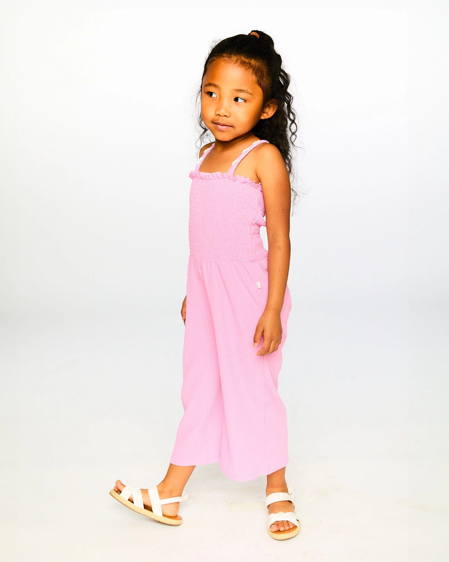 Deux par Girls Crinkle Jersey Jumpsuit with Smocking