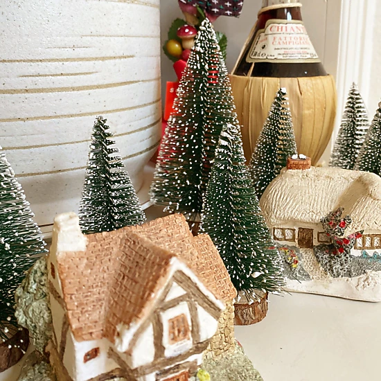 Wrapables Mini Snow Frost Tabletop Artificial Christmas Trees (Set of ...