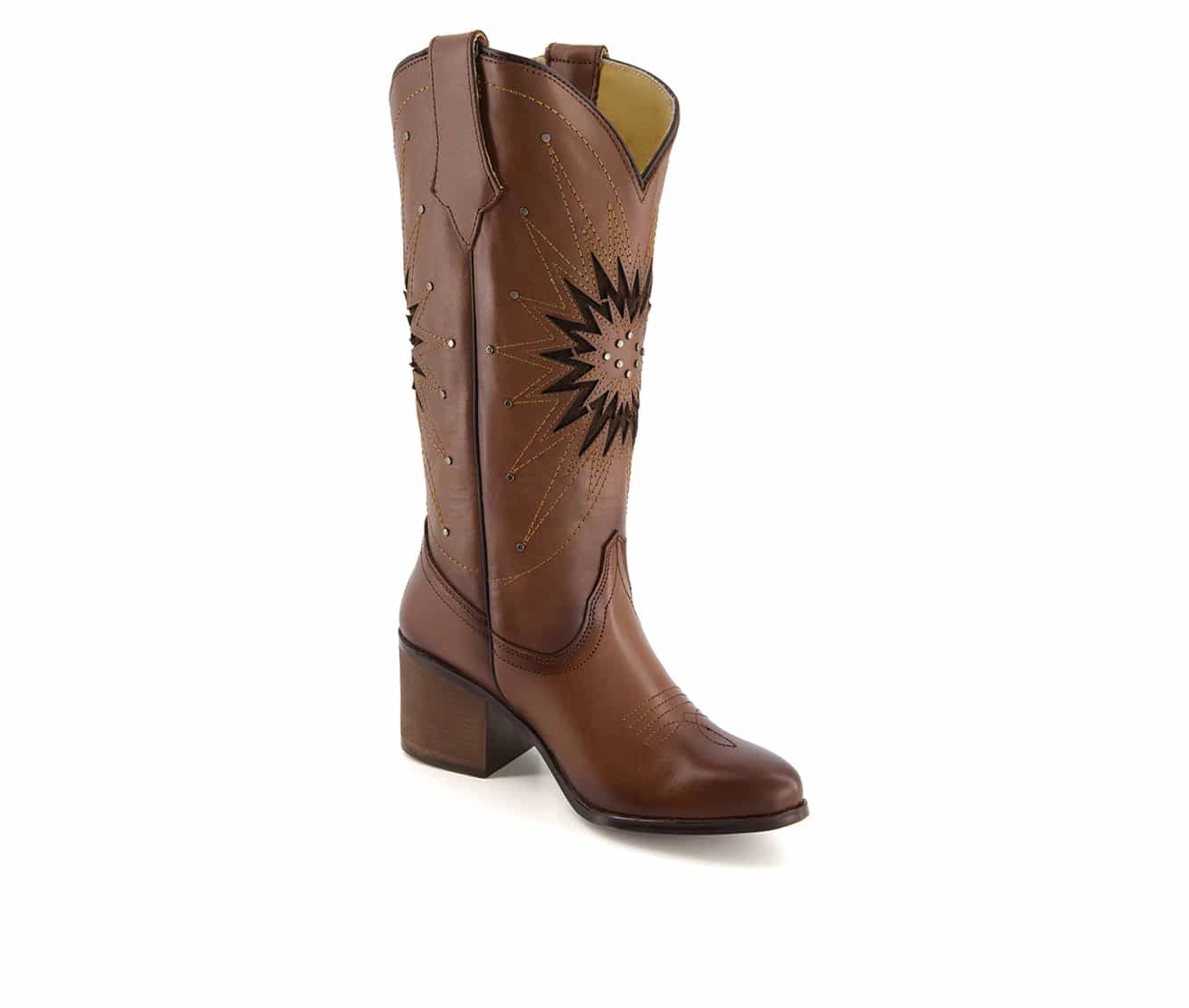 Forastero Womens Genuine Leather Western Boots -, Block Heel