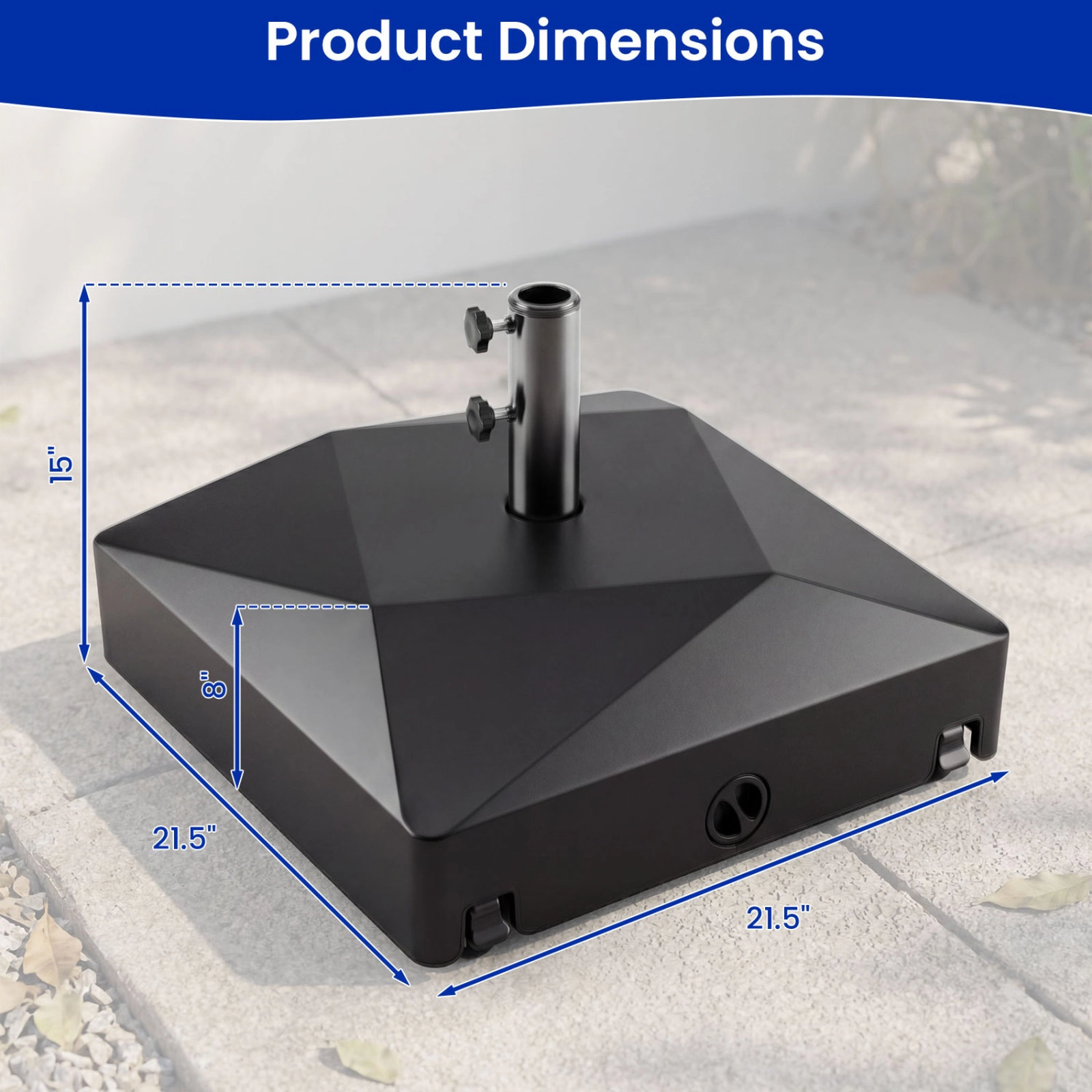 SUGIFT Mobile Fillable Patio Umbrella Base 154-lb Capacity Fits 6-10 ft Umbrellas Black
