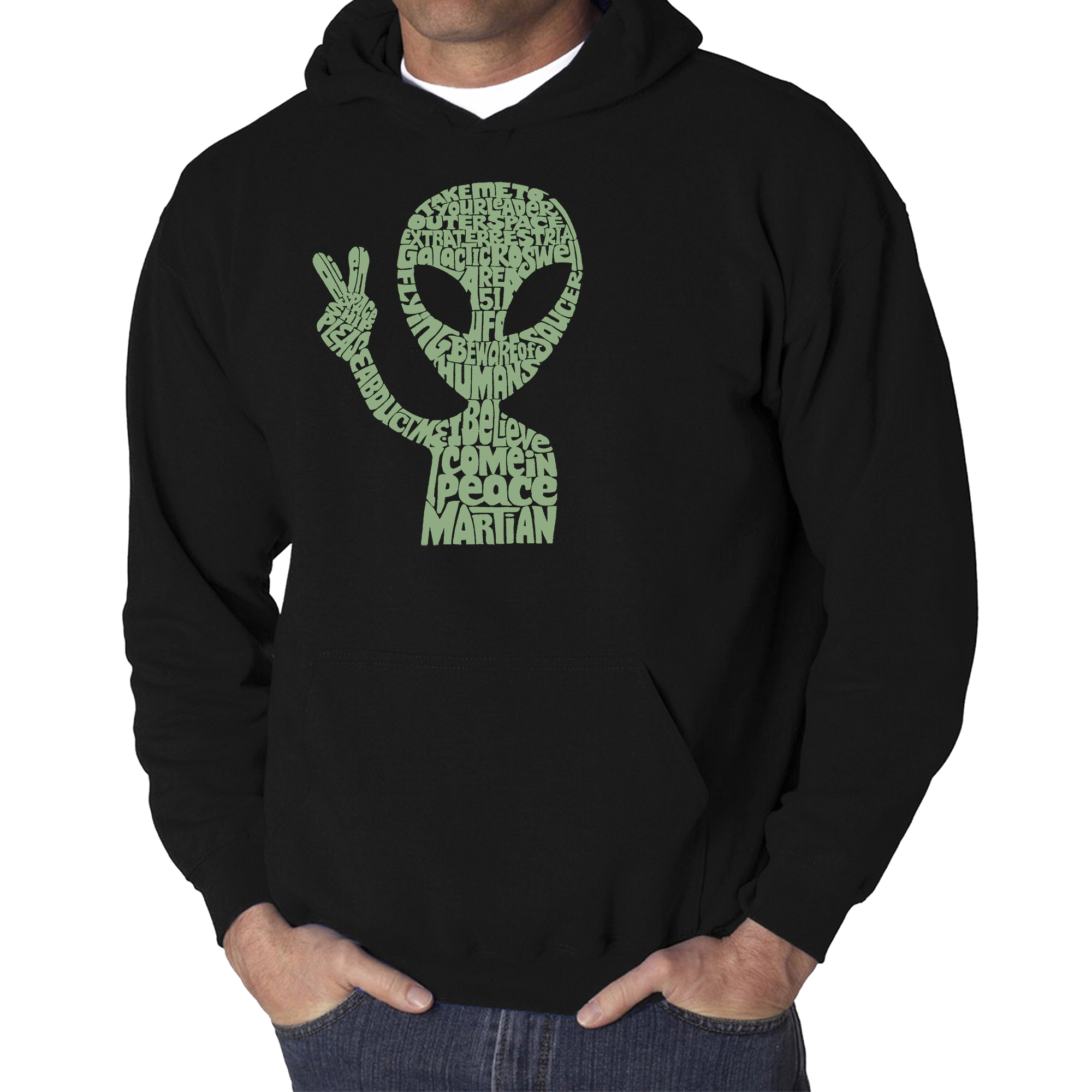 LA Pop Art Peace Alien - Men's Word Hooded Sweatshirt