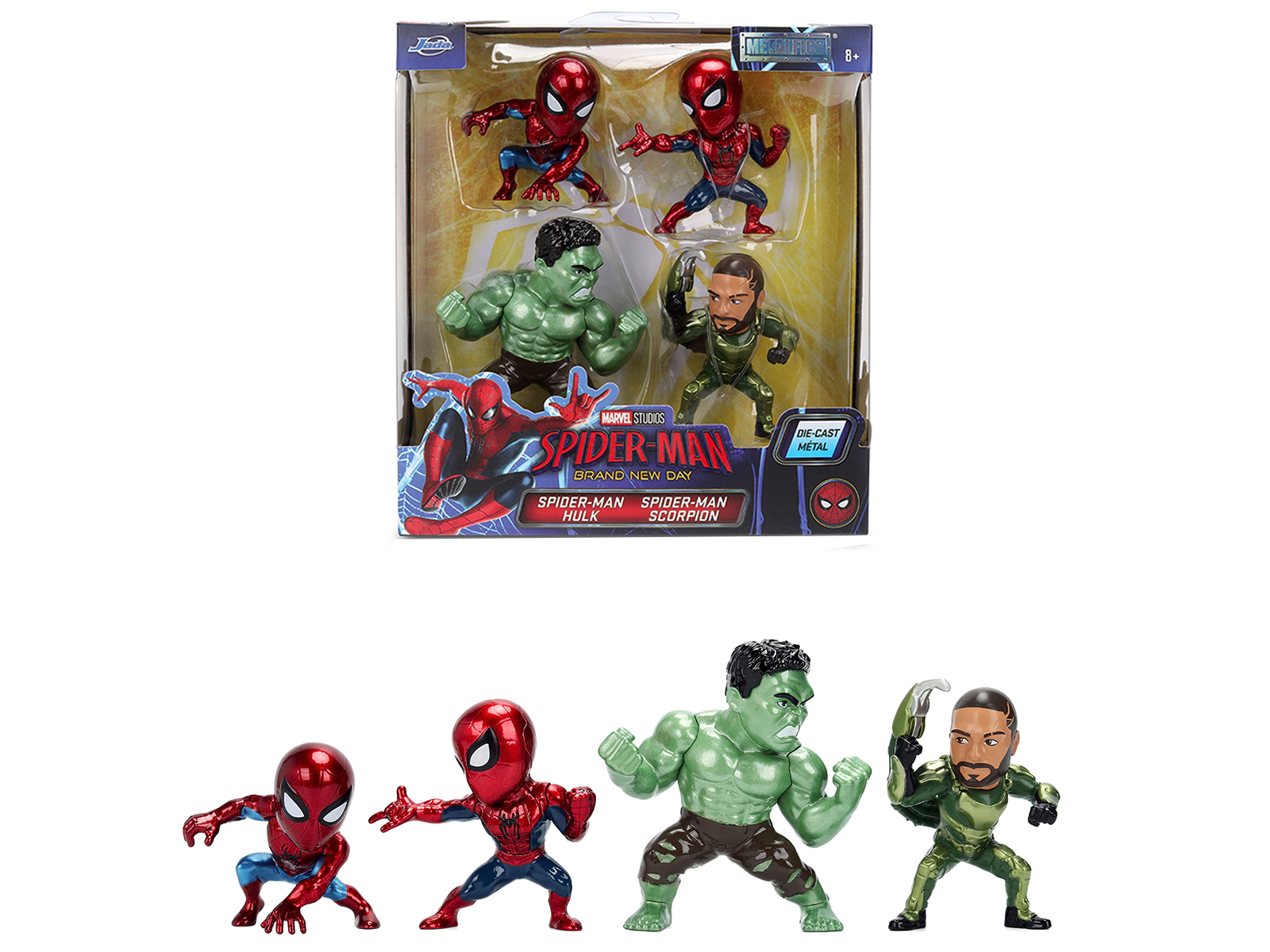 Jada Collectible Set Of 4 Diecast Figures "Spider-Man: Brand New Day" (2026) Movie "Metalfigs" Series Diecast Models