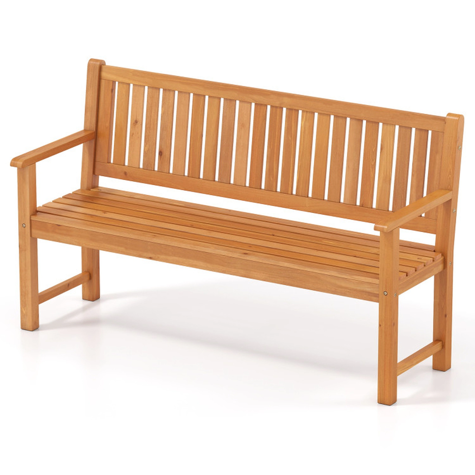 SUGIFT 3-Seater Outdoor Fir Wood Bench 990-lb Capacity Garden Bench with Backrest Brown/Natural