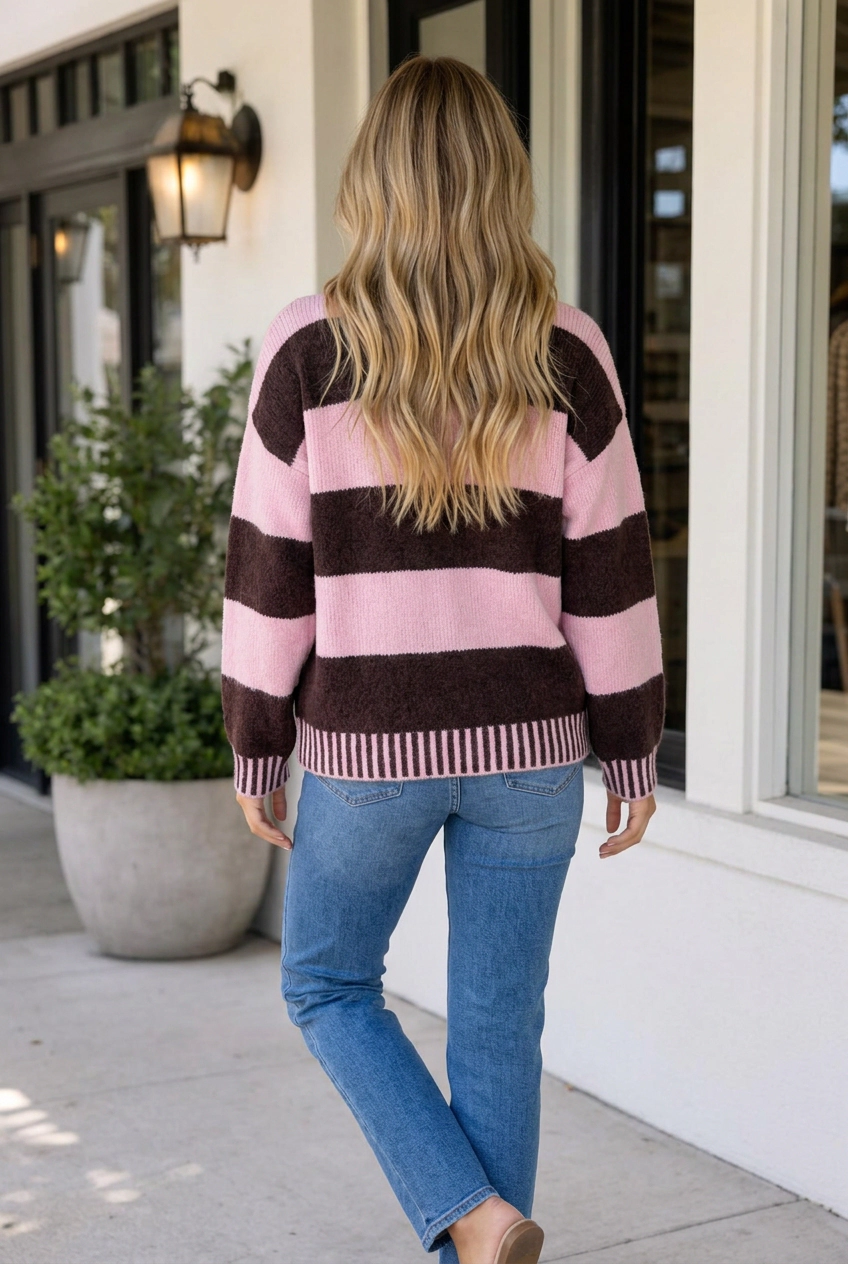 Threaded Pear Emmie Shoulder Relaxed Pullover Sweater