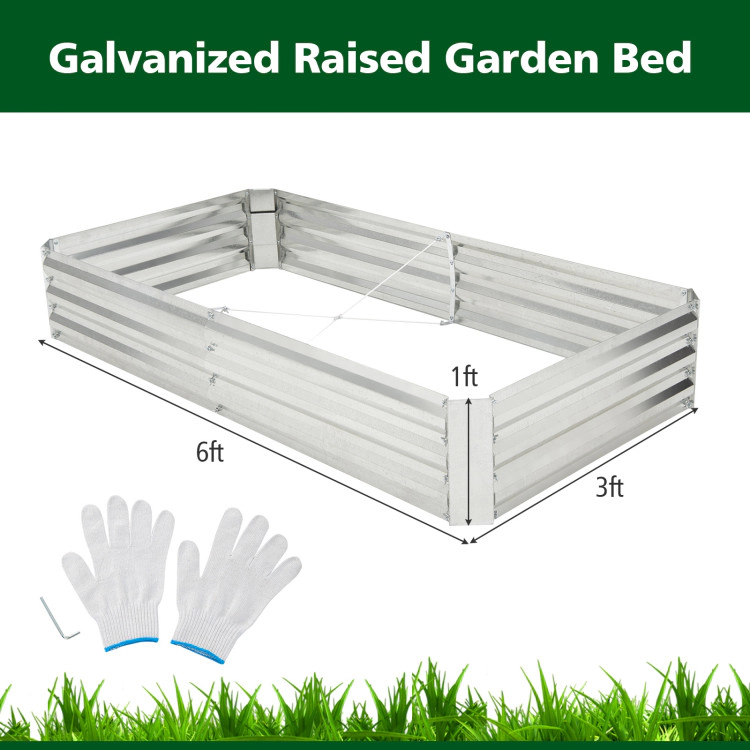 Hivvago Metal Galvanized Raised Garden Bed with Open-Ended Base