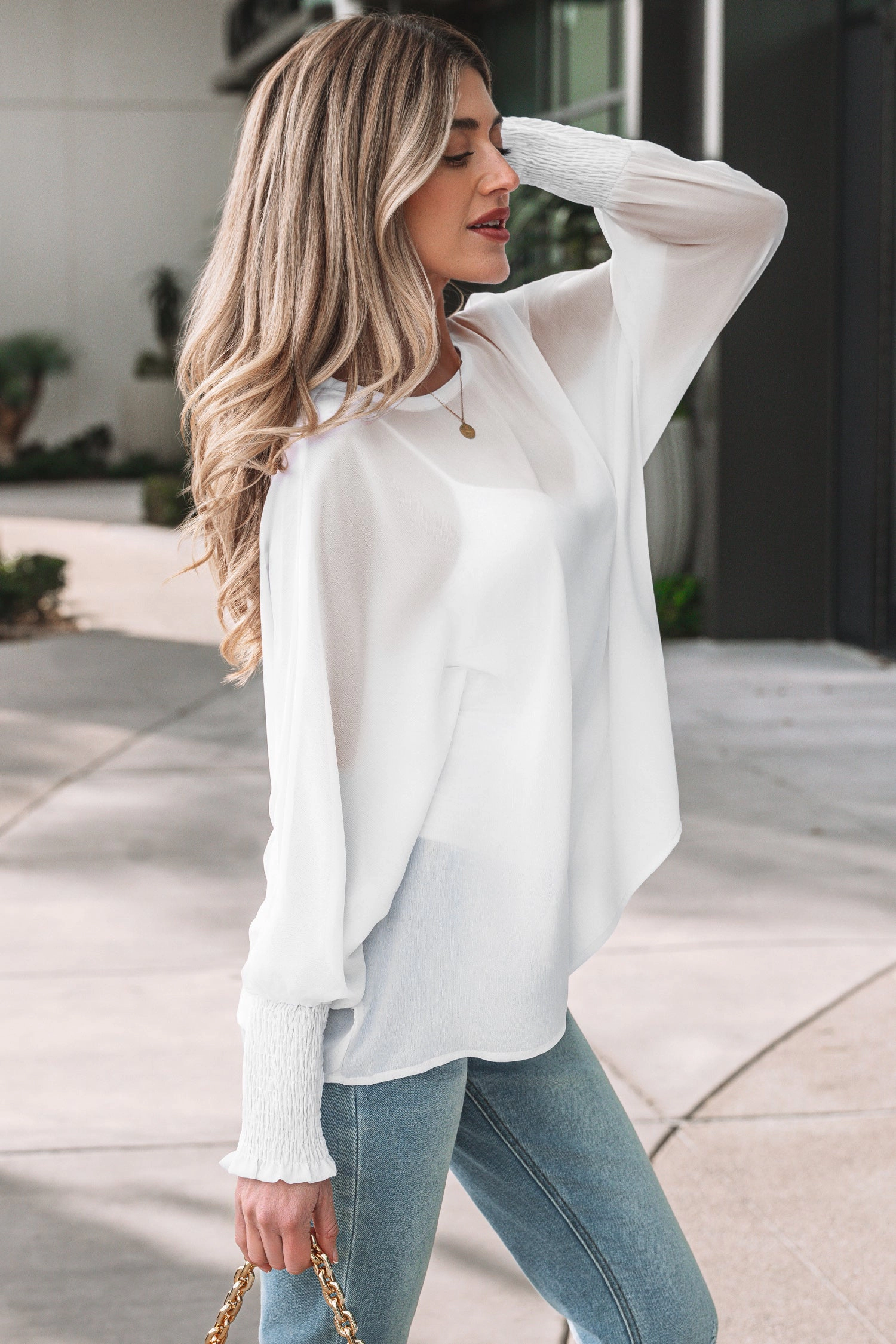 Threaded Pear Women's Gwen Sleeve Dolman Blouse Long Top