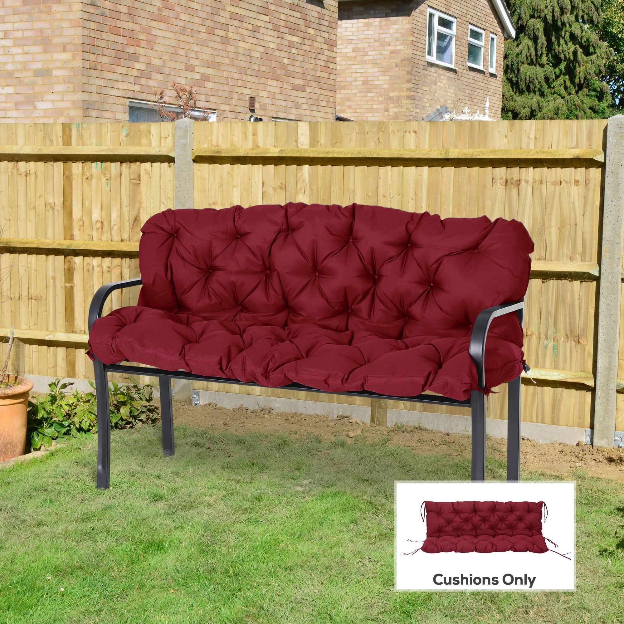 HONGGE 59" x 38" Tufted Bench Cushion for Outdoor Furniture, 3-Seater Replacement Swing Chair, Patio Sofa/Couch