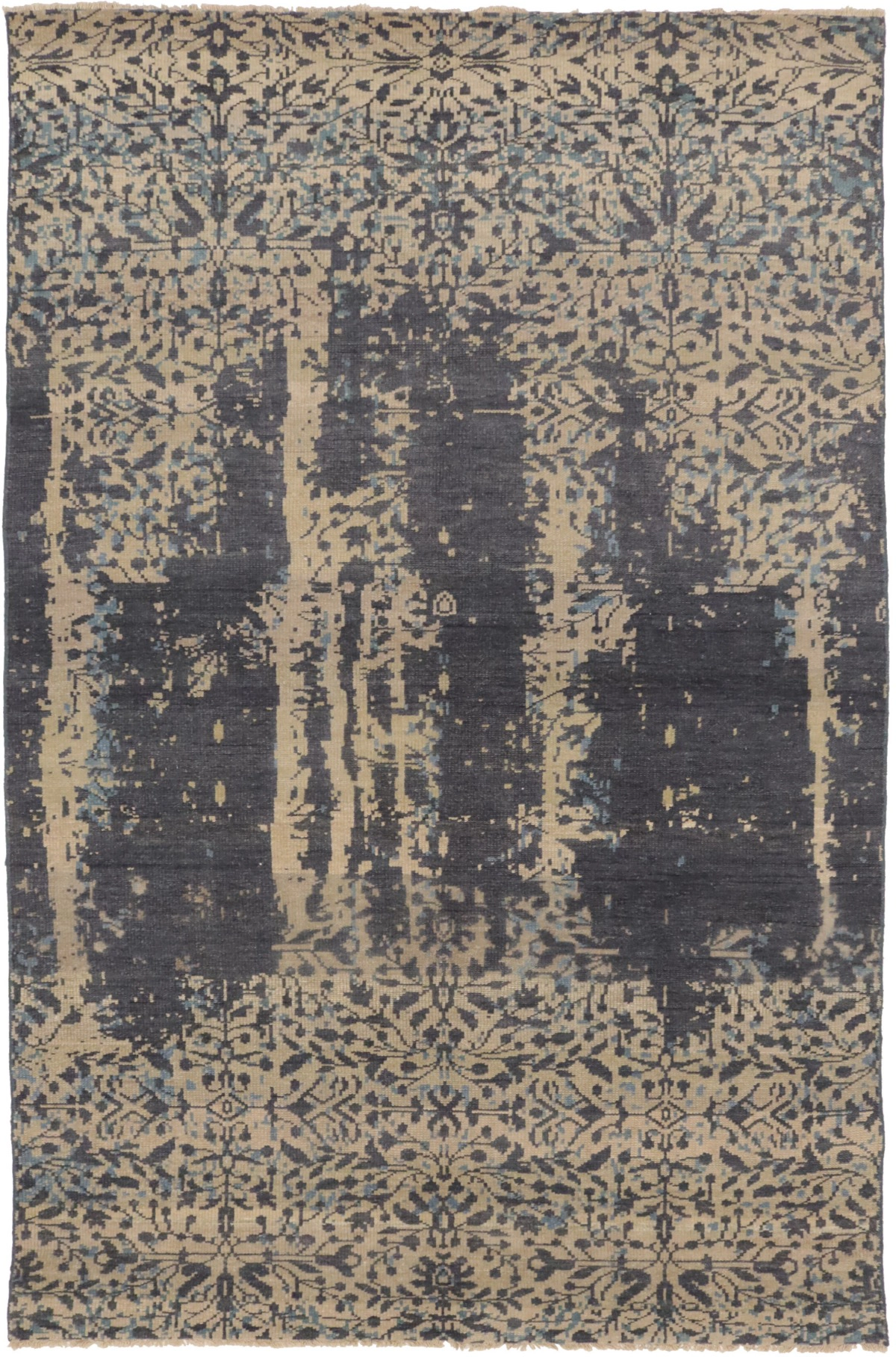 Magic Rugs 5'11 X 9'2 Charcoal Hand Knotted Oriental Modern Wool Rug
