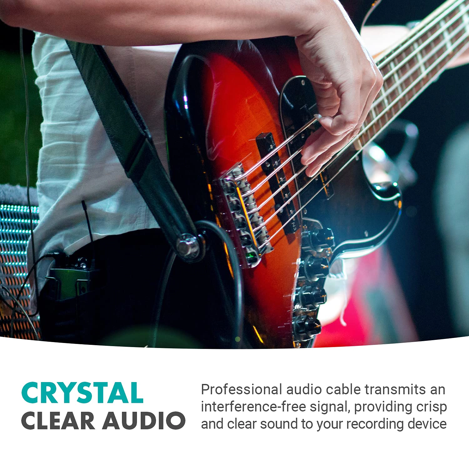 Movo WGA-1 6.35mm Guitar Cord to 3.5mm Extension TRS Male to Male Audio Cable - Perfect Speaker Cable, Aux Cord