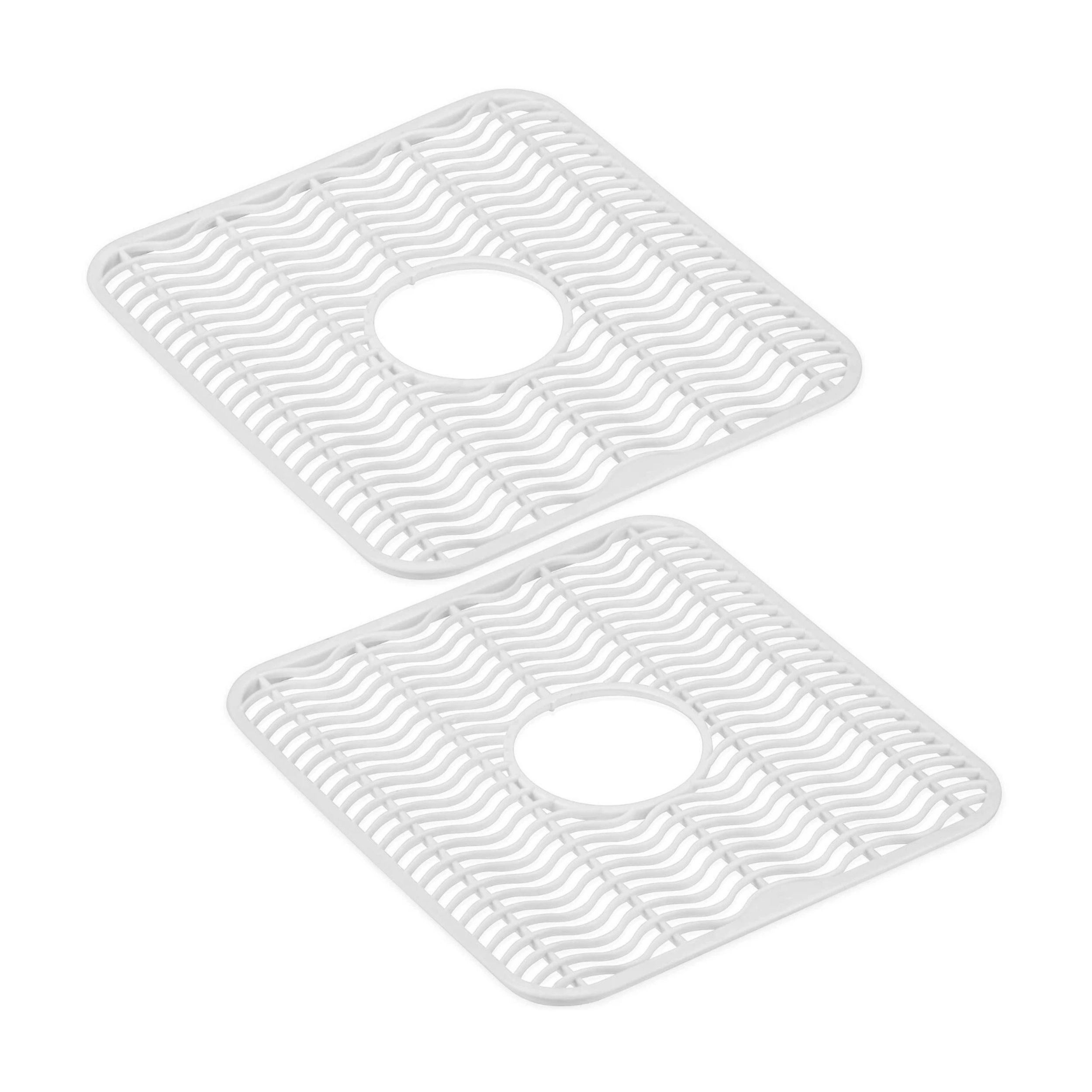 Home Collection Sink Protector Mats with Center Drain Cutout 12 x 11 Inch Pack of 2