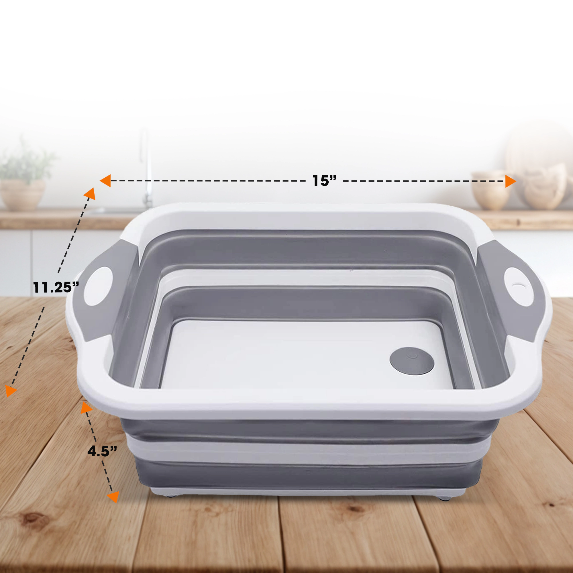 Cheer Collection 3-in-1 Collapsible Cutting Board with Wash Basin and Drain, 15 x 11.25 Inch