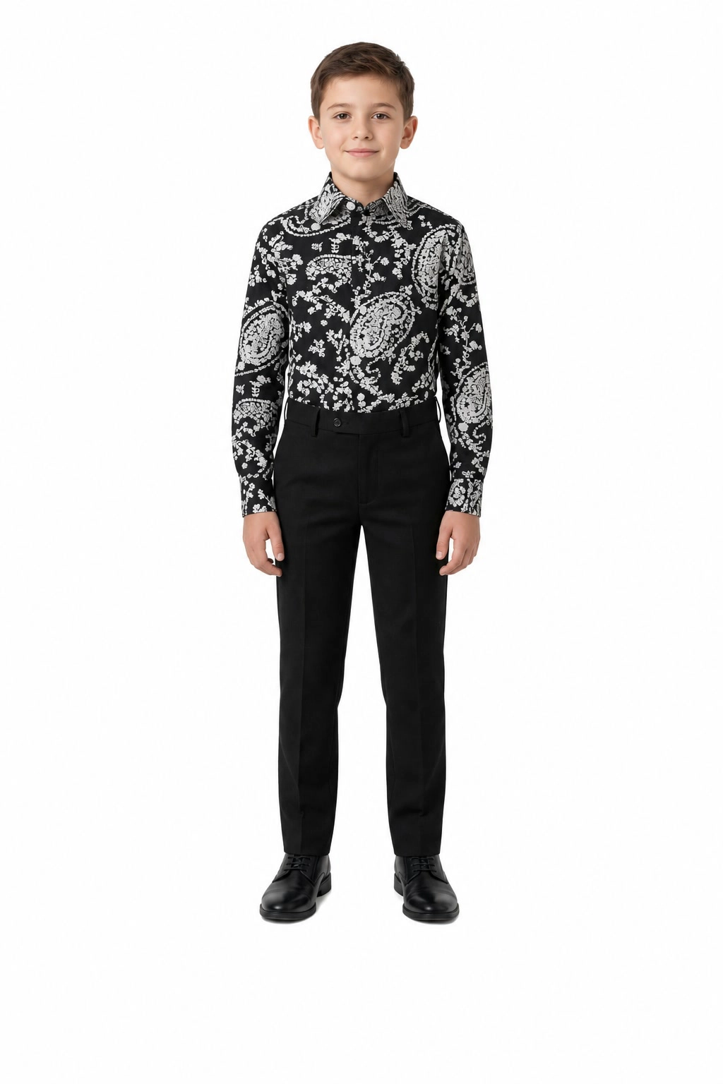 Elie Balleh Boys Slim Fit Paisley Button Down Shirt