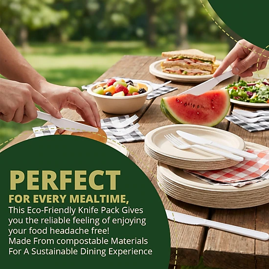 Naturawave Compostable Knives, Recycled Bagasse, White, 50 Count