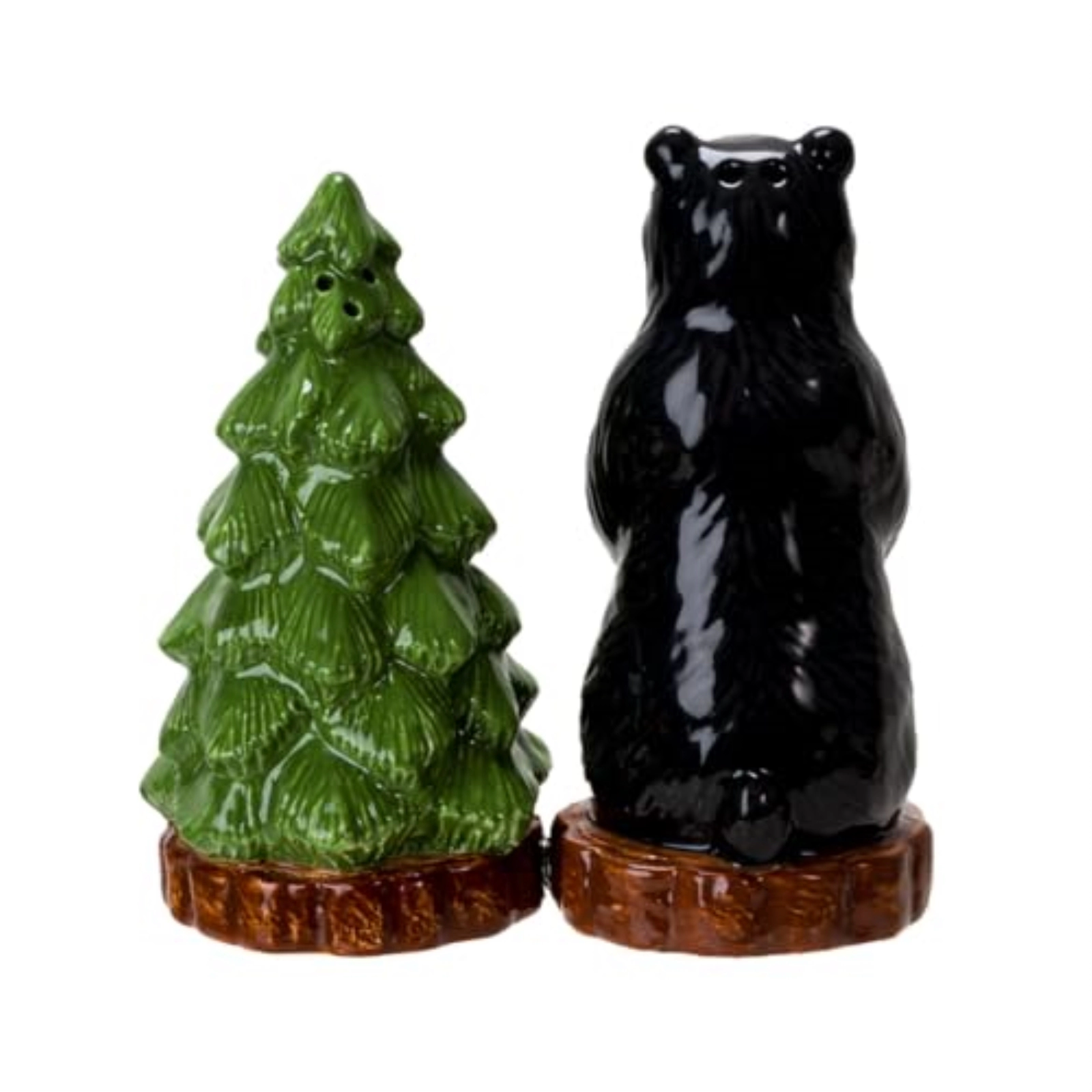 Pacific Giftware Forest Retreat Black Bear and Tree Ceramic Magnetic Salt and Pepper Shaker Set