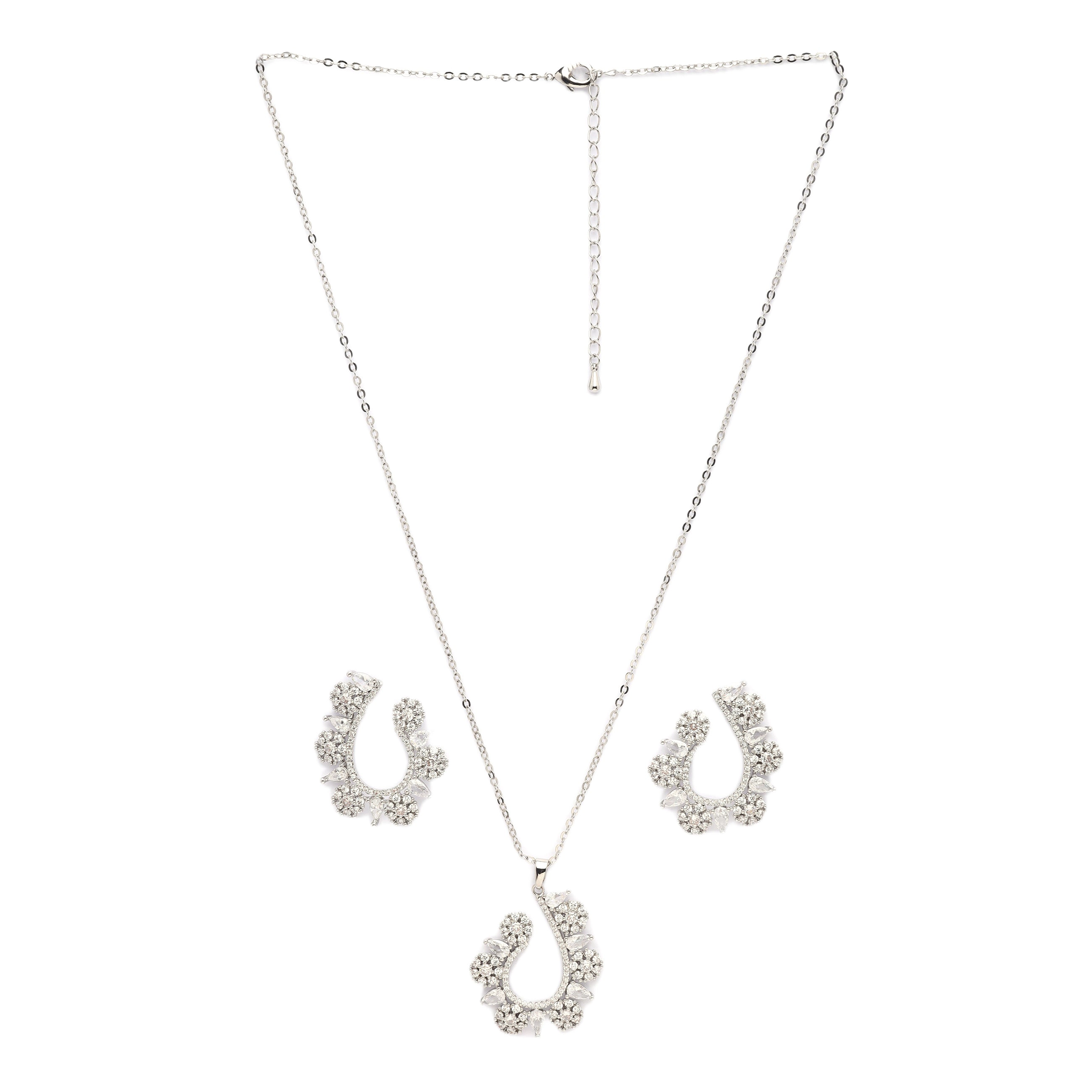 AGP PARIS Dainty Floral Womens Necklace and Earrings Set