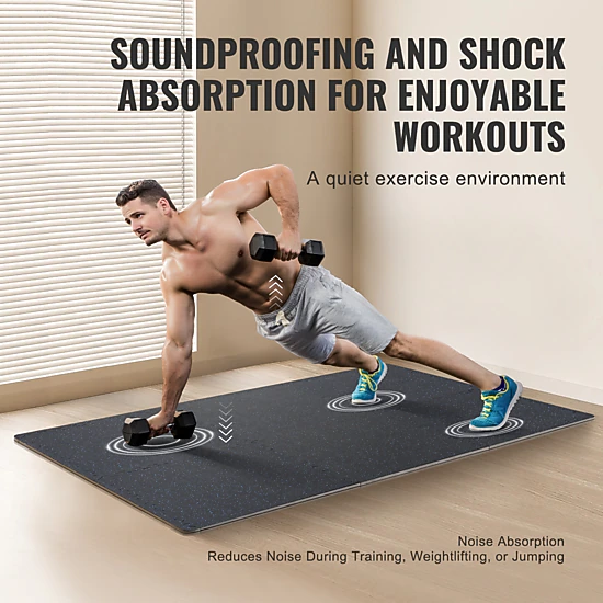 HONGGE 0.56 Inch Thick Rubber Top Gym Floor Mats with EVA Foam