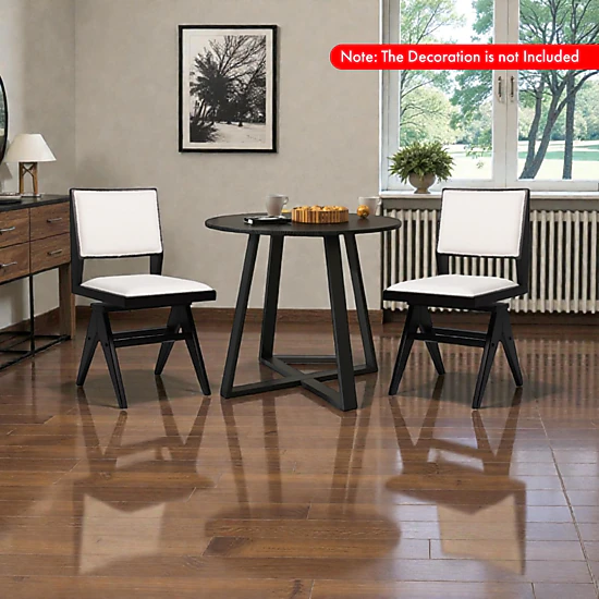 Hivvago Stylish Rubberwood Swivel Chairs with Soft Seats – 2-Piece Dining Set