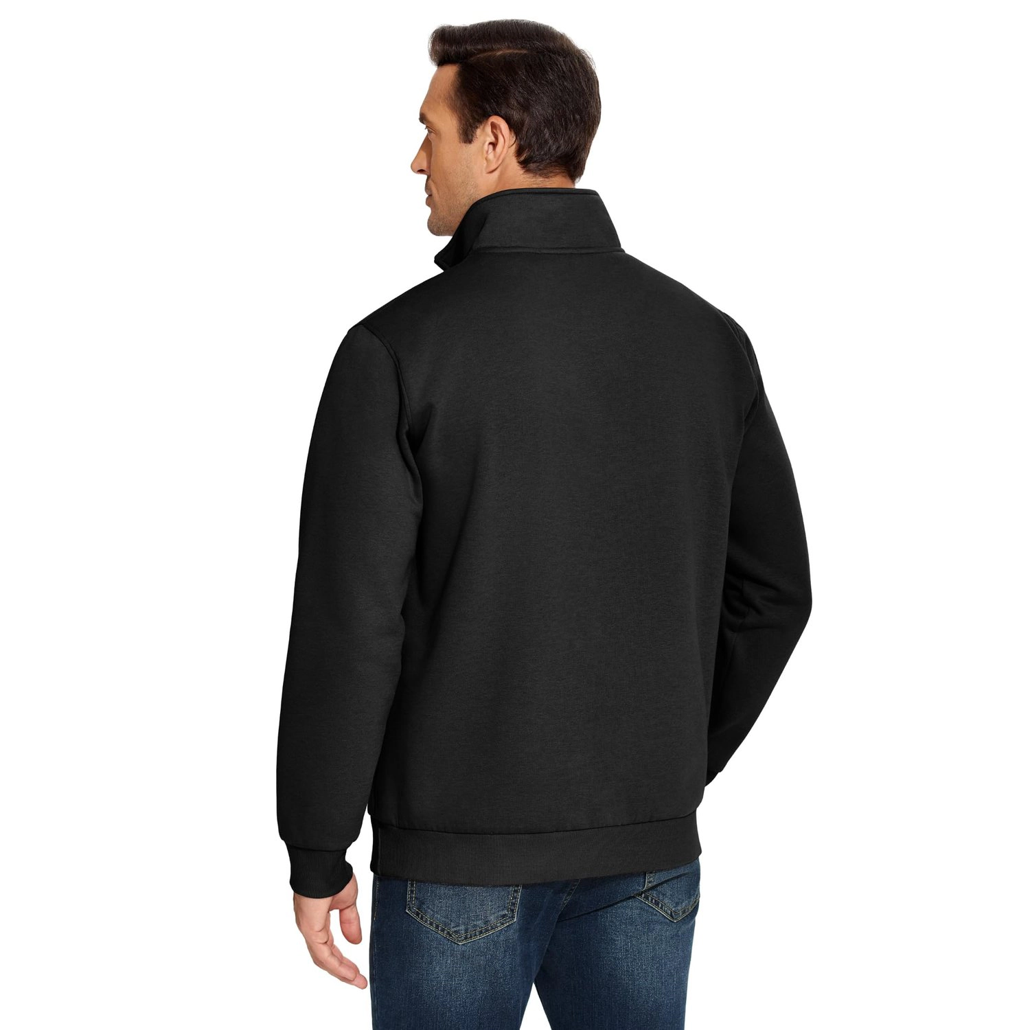 Pinspark Mens Quarter Zip Pullover Long Sleeve Collared Solid Fall Casual Tops