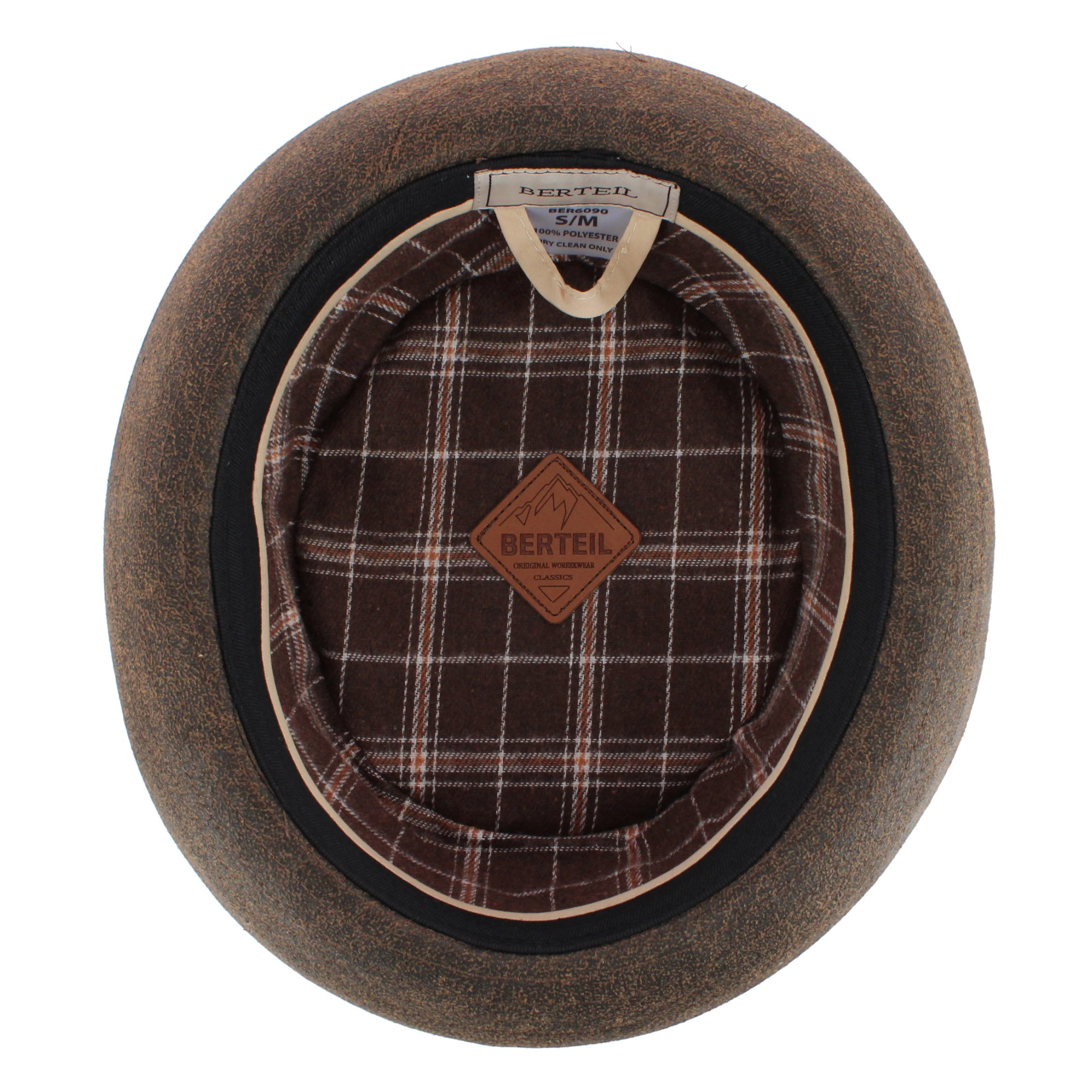 CTM Men's Berteil Waxed Pork Pie Hat