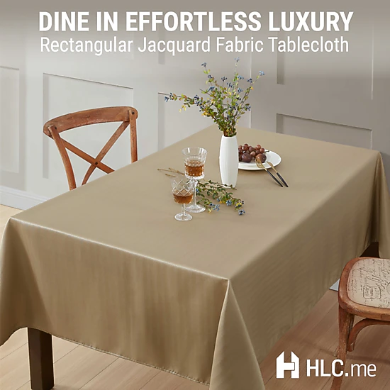 HLC.ME Lincoln Striped Jacquard Fabric Water Resistant Tablecloth