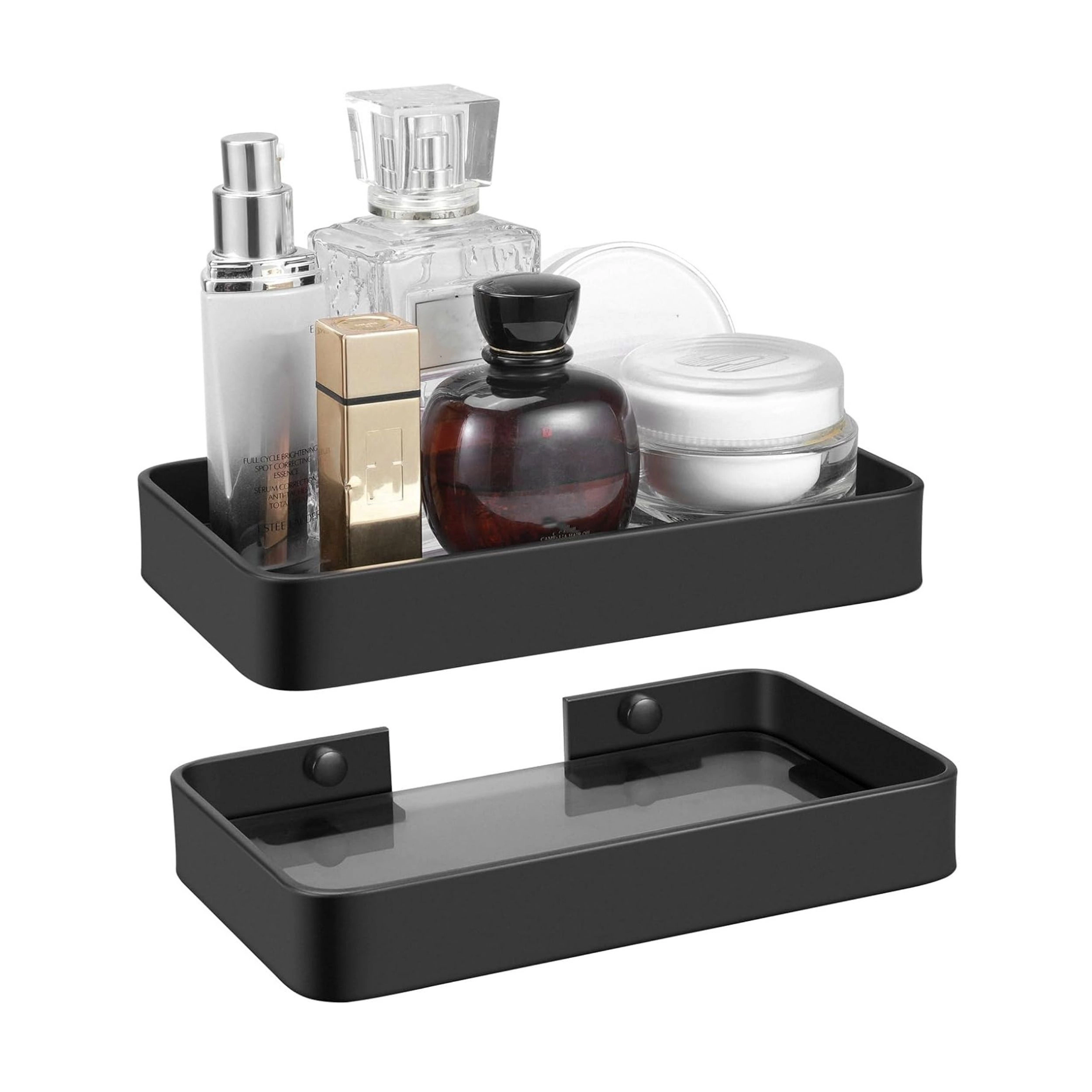 Stock Preferred Wall Mounted Glass Floating Bathroom Shelf Organizer