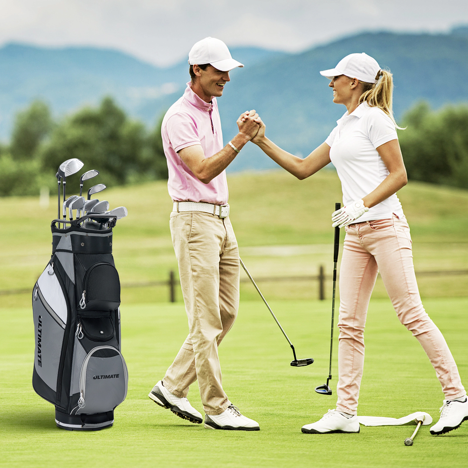 LJG 14-Way Golf Cart Stand Bag with Waterproof Rain Hood