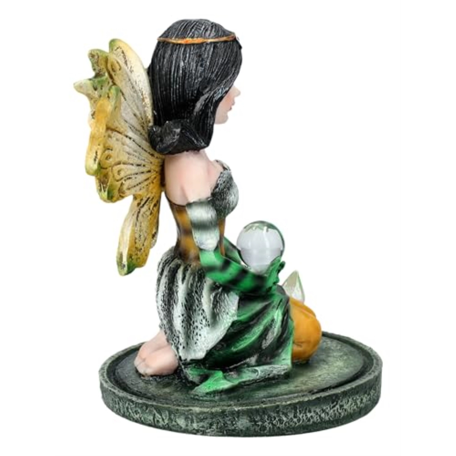 Pacific Giftware 3 inch Green Crystal Fairy Figurine with Mystical Orb and Crystal Accents Small Fairy Statue