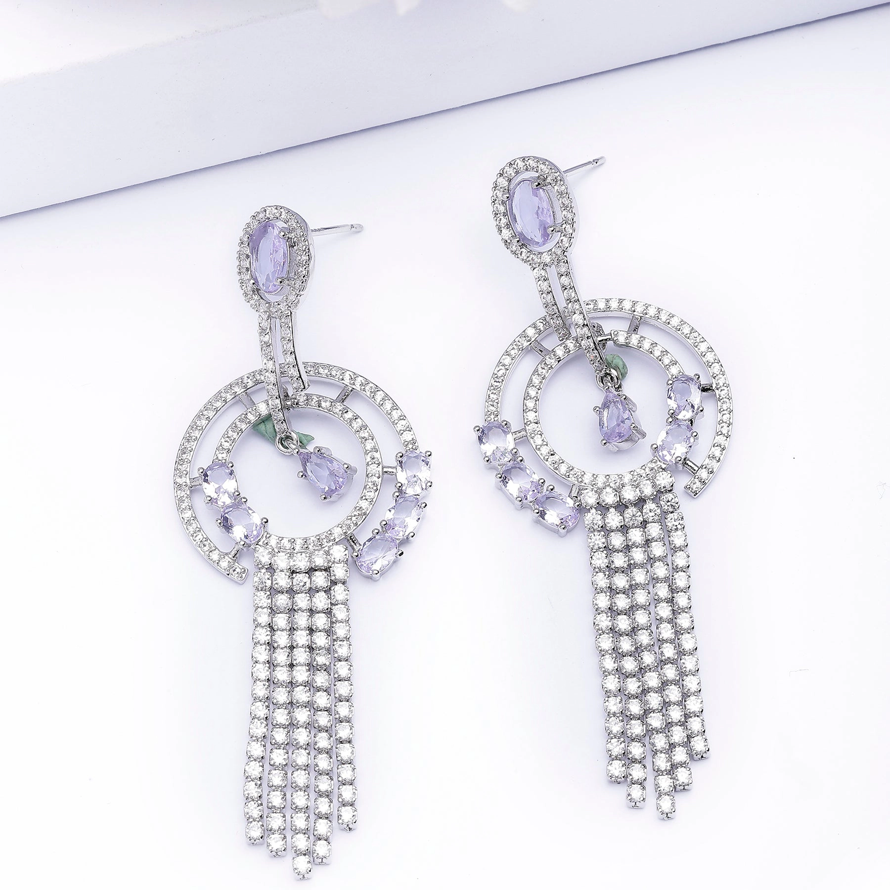 AGP PARIS Womens Geometric Purple Chain Drop Earrings