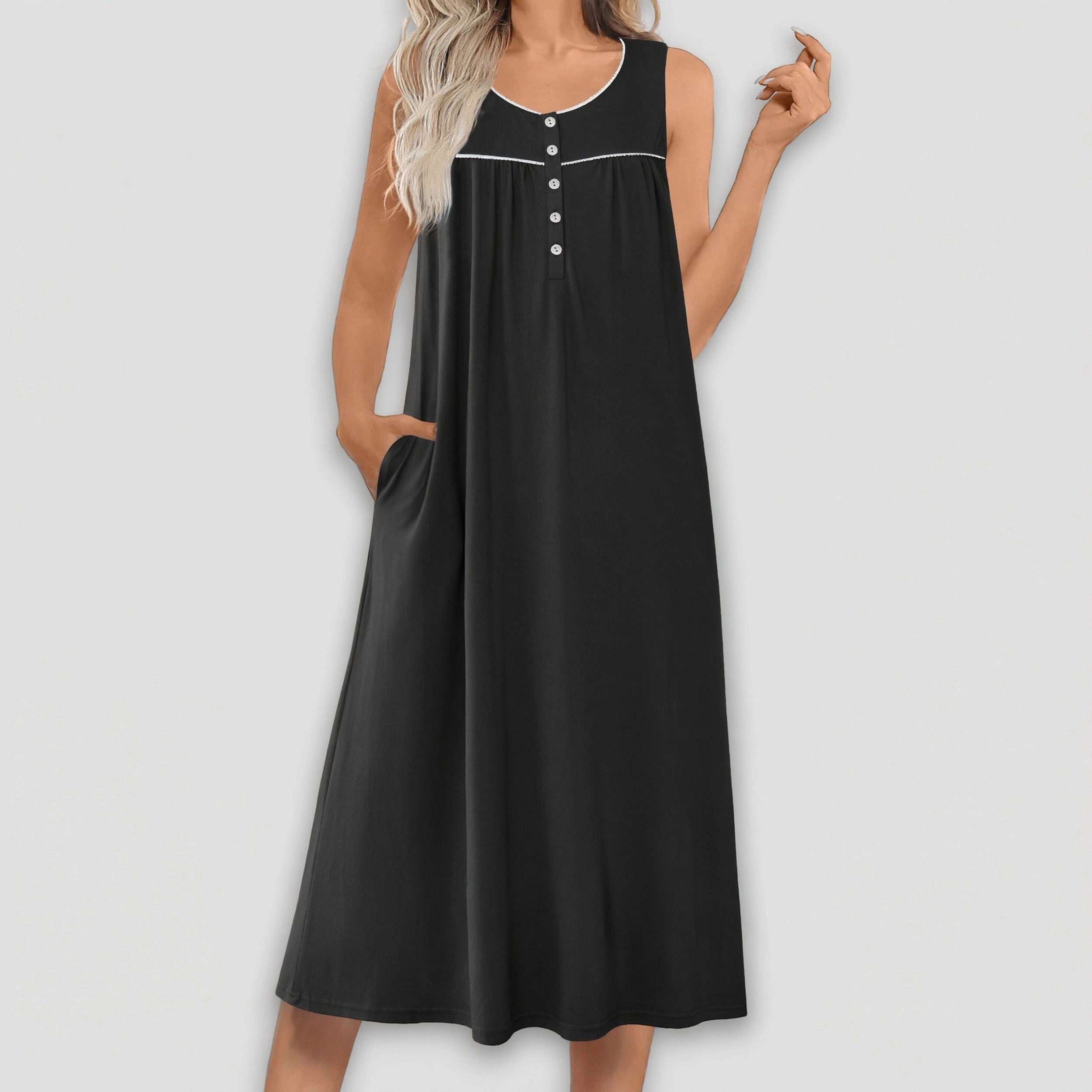Ekouaer Nightgowns for Women Long Sleeveless Night Gowns Ladies Soft Nightdress Victorian Sleepwear