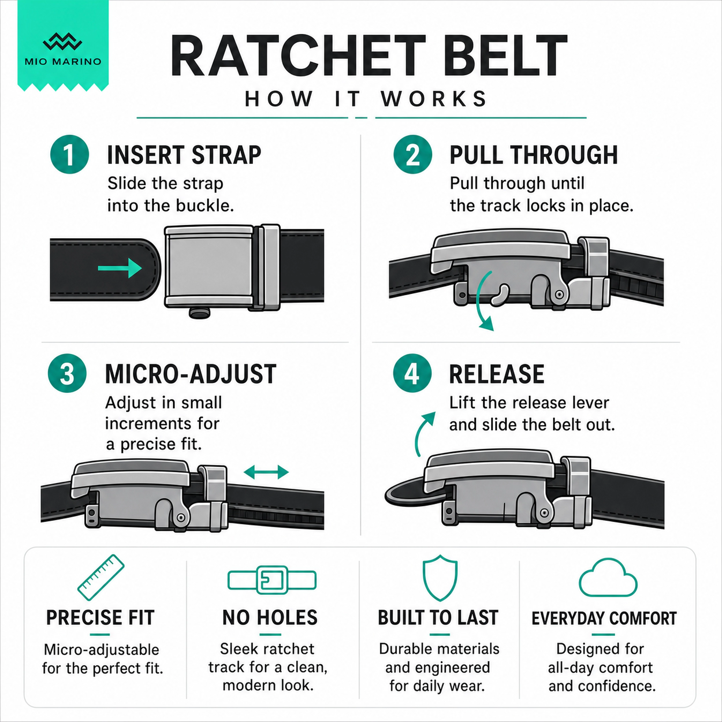 Mio Marino Men's Tanager Linxx Ratchet Belt