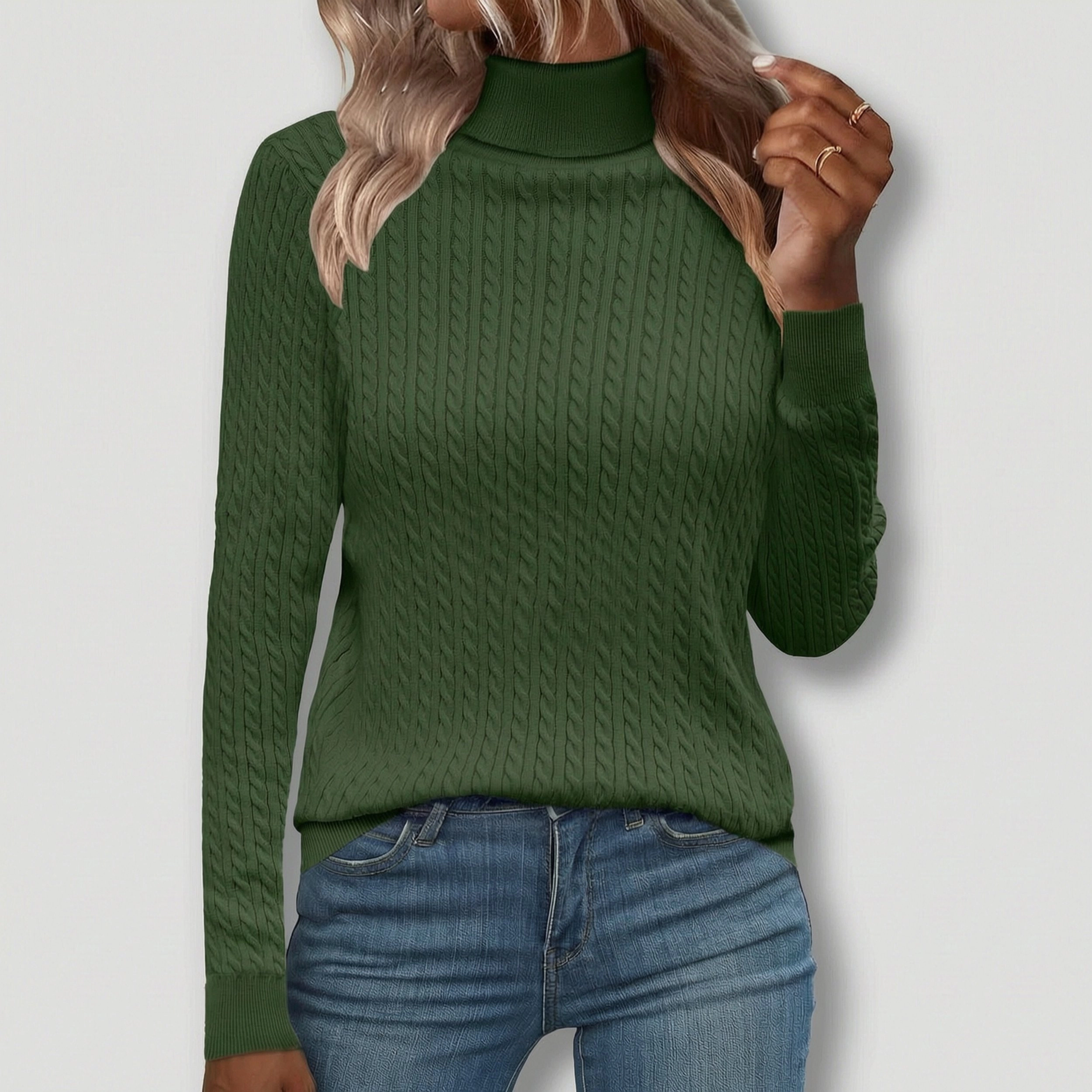 Zeagoo Women's Turtleneck Cable Knit Long Sleeve Pullover