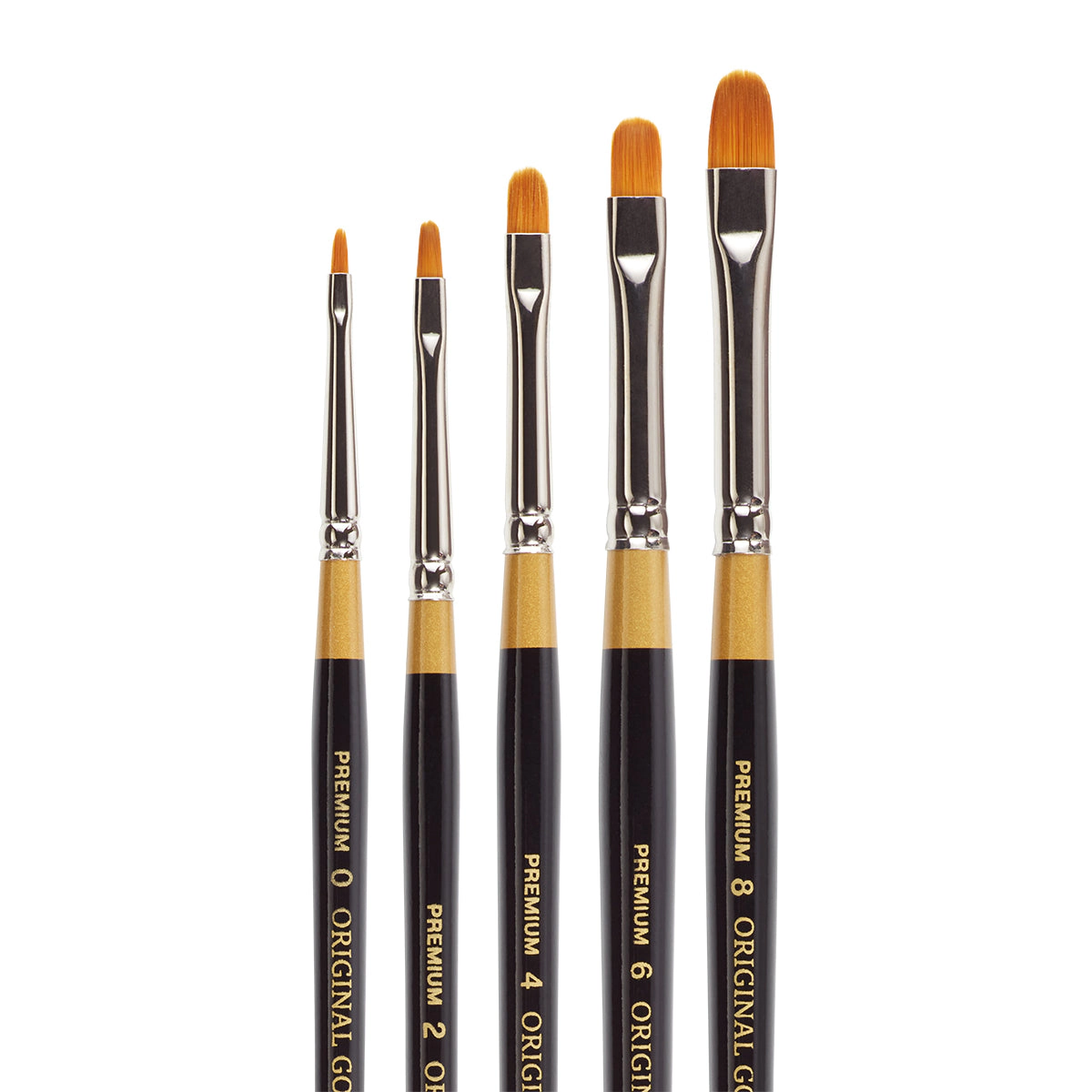 KINGART Original Gold 9510 Short Filbert Golden Taklon Brush Set - 5 pc