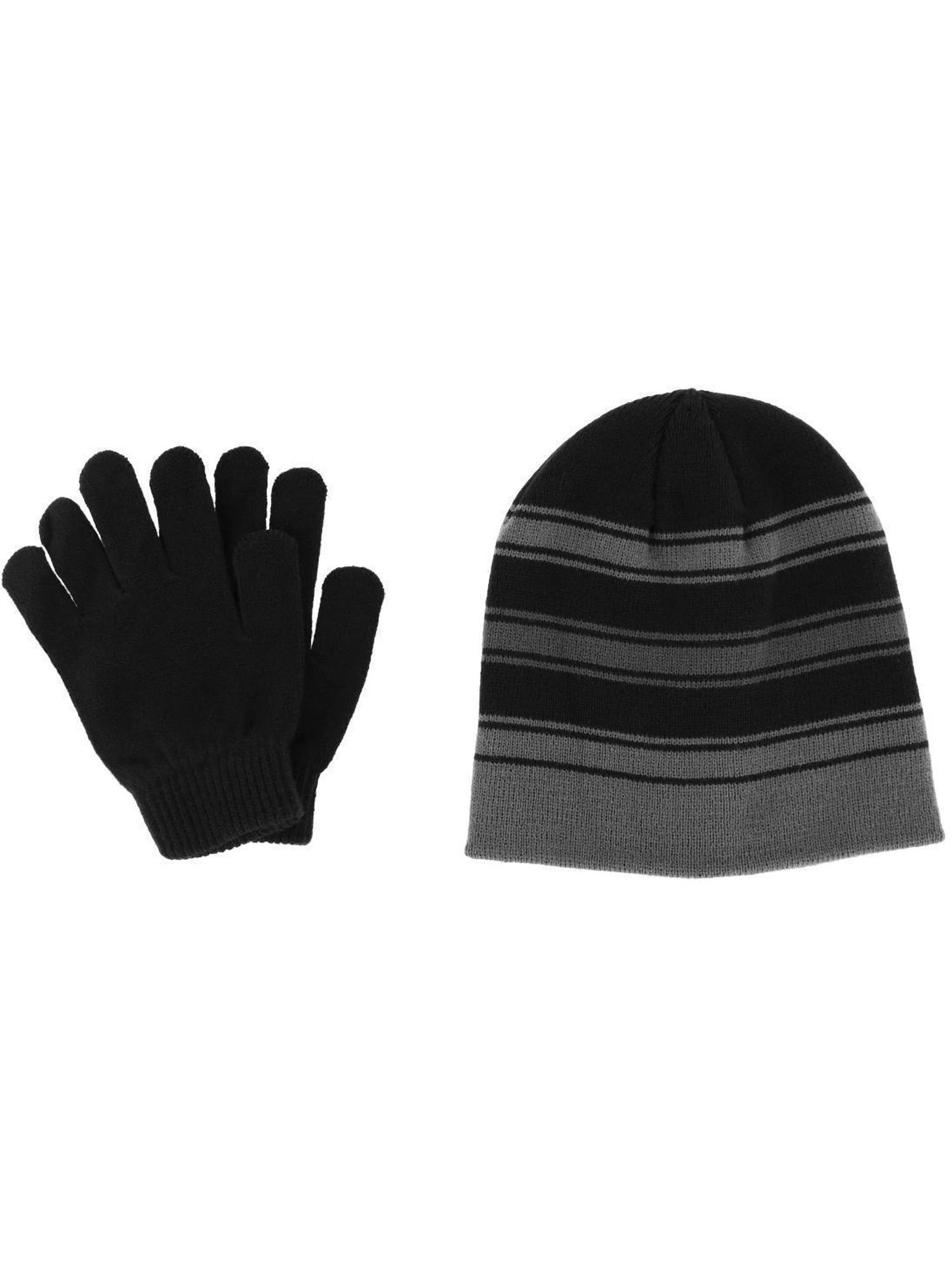 Grand Sierra Kids' 8-12 Striped 2-Piece Winter Beanie and Glove Set