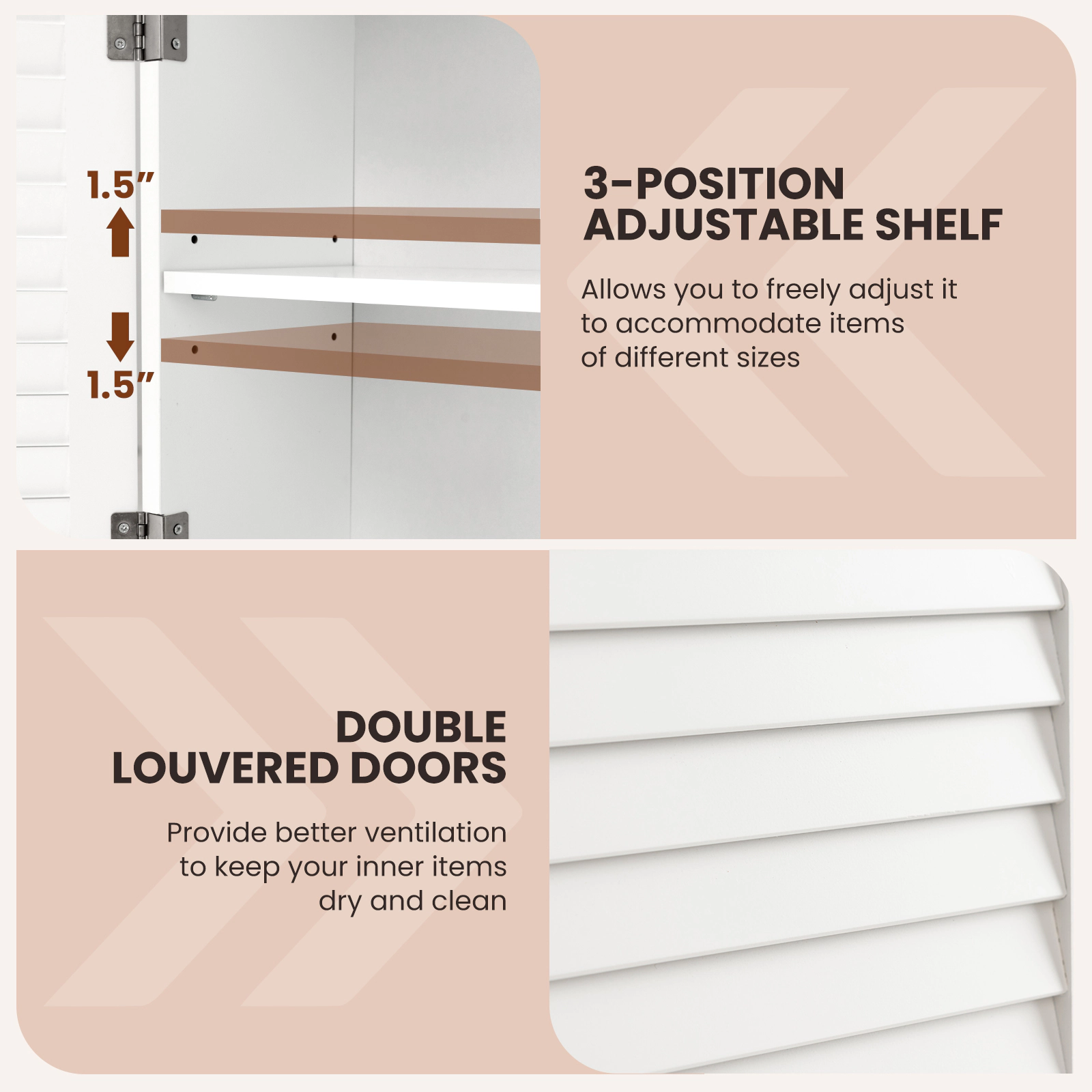 Slickblue Wall Mounted Bathroom Cabinet White MDF Adjustable Shelf Towel Bar