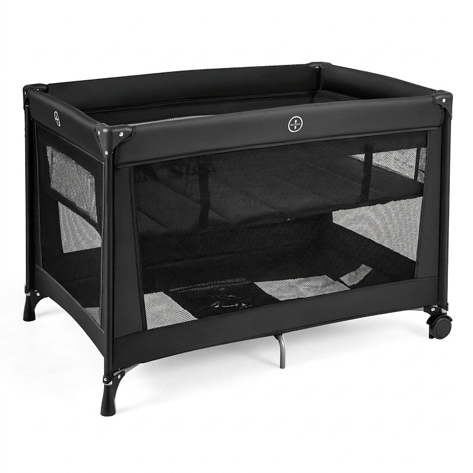 SUGIFT Baby 2-in-1 Bassinet Breathable Mesh Folding Travel Crib Playard 39-in x 27-in x 27.5-in 30-lb Capacity Black