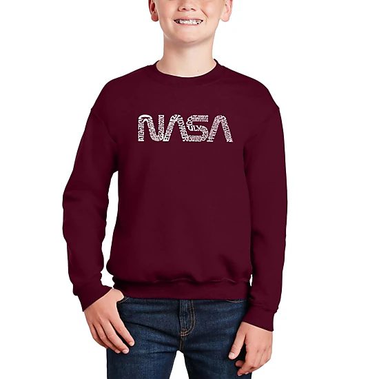 LA Pop Art Boy's Word Art Sweatshirt - Worm Nasa