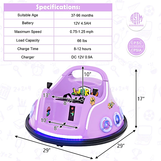 LJG Kids 12V Electric Ride on Car with Remote Control and Flashing LED ...