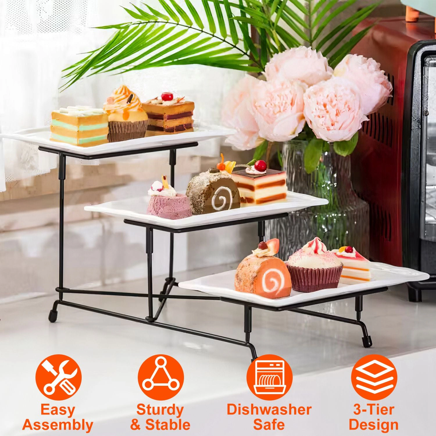 GBruno 3-Tier Serving Stand With Rectangular Platters