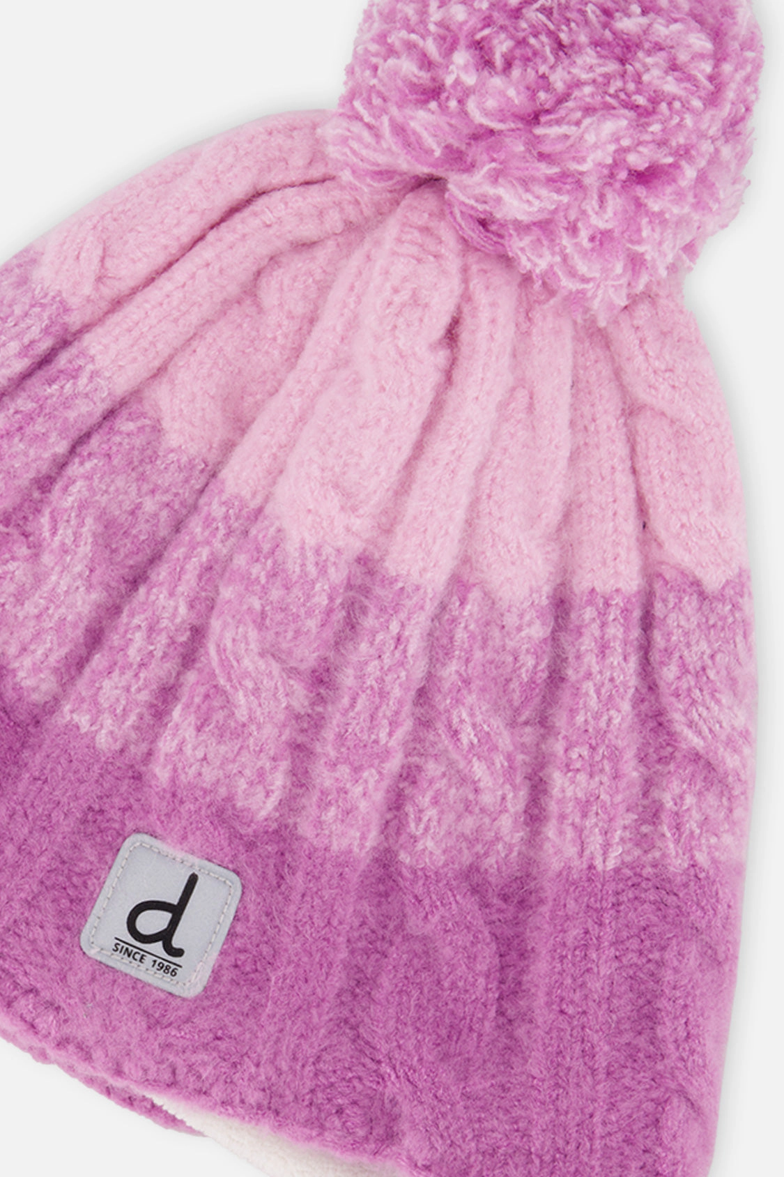 Deux par Girls Cable-Knit Winter Peruvian Knit Hat with Pompom