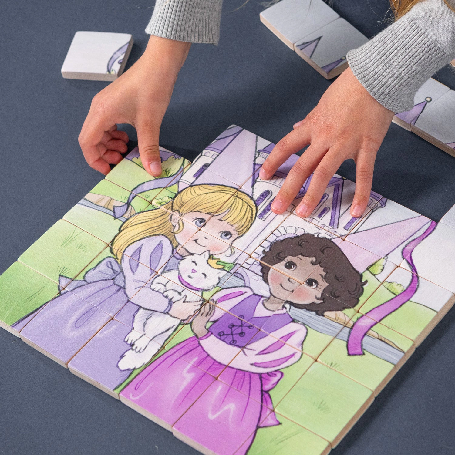 Magnetic Wooden Puzzle - Princess Friends - 36 Piece with Organic Cotton Travel Bag - Made in Canada
