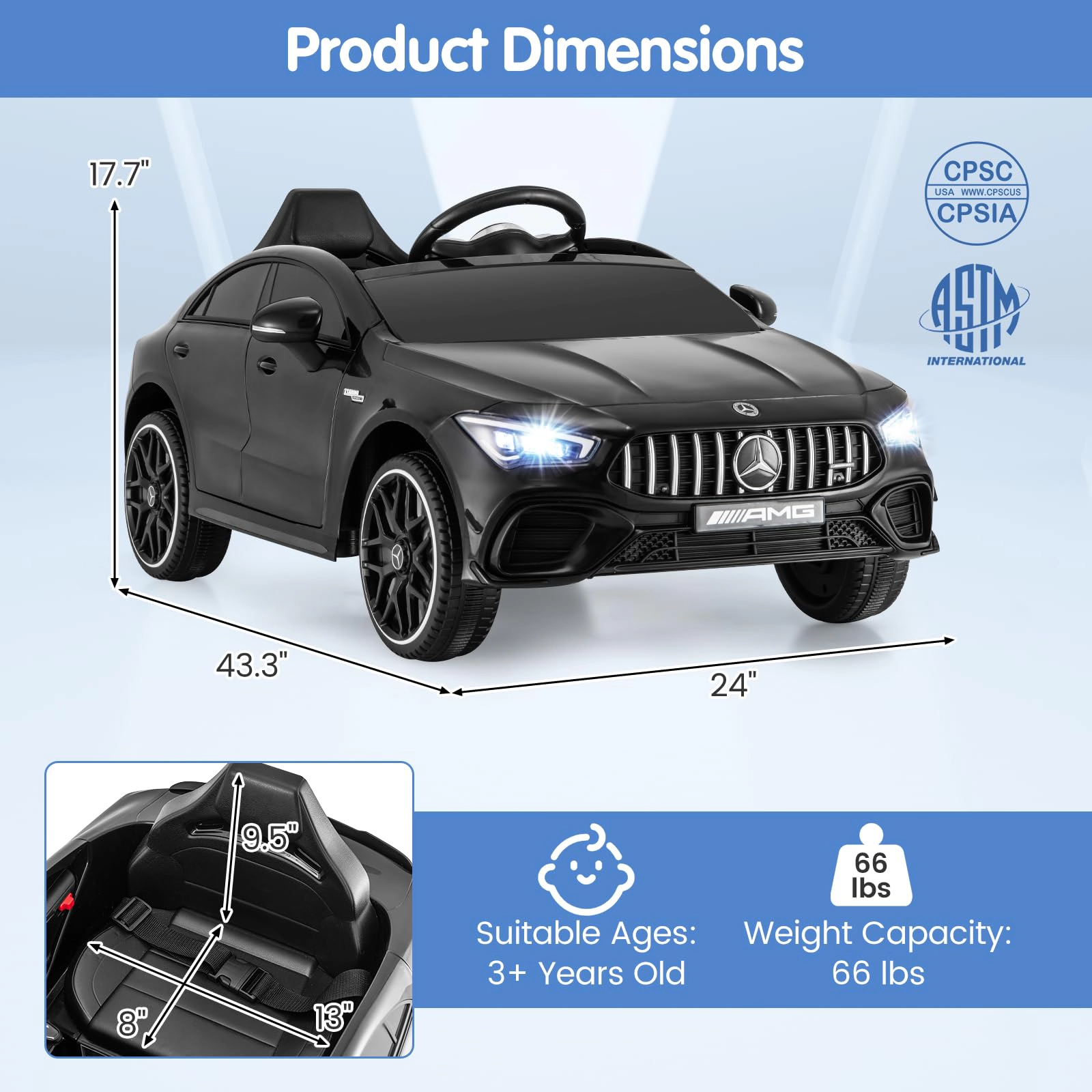Glintex 12V Kids Ride-On Car with a Rocking Mode and Transport Wheels