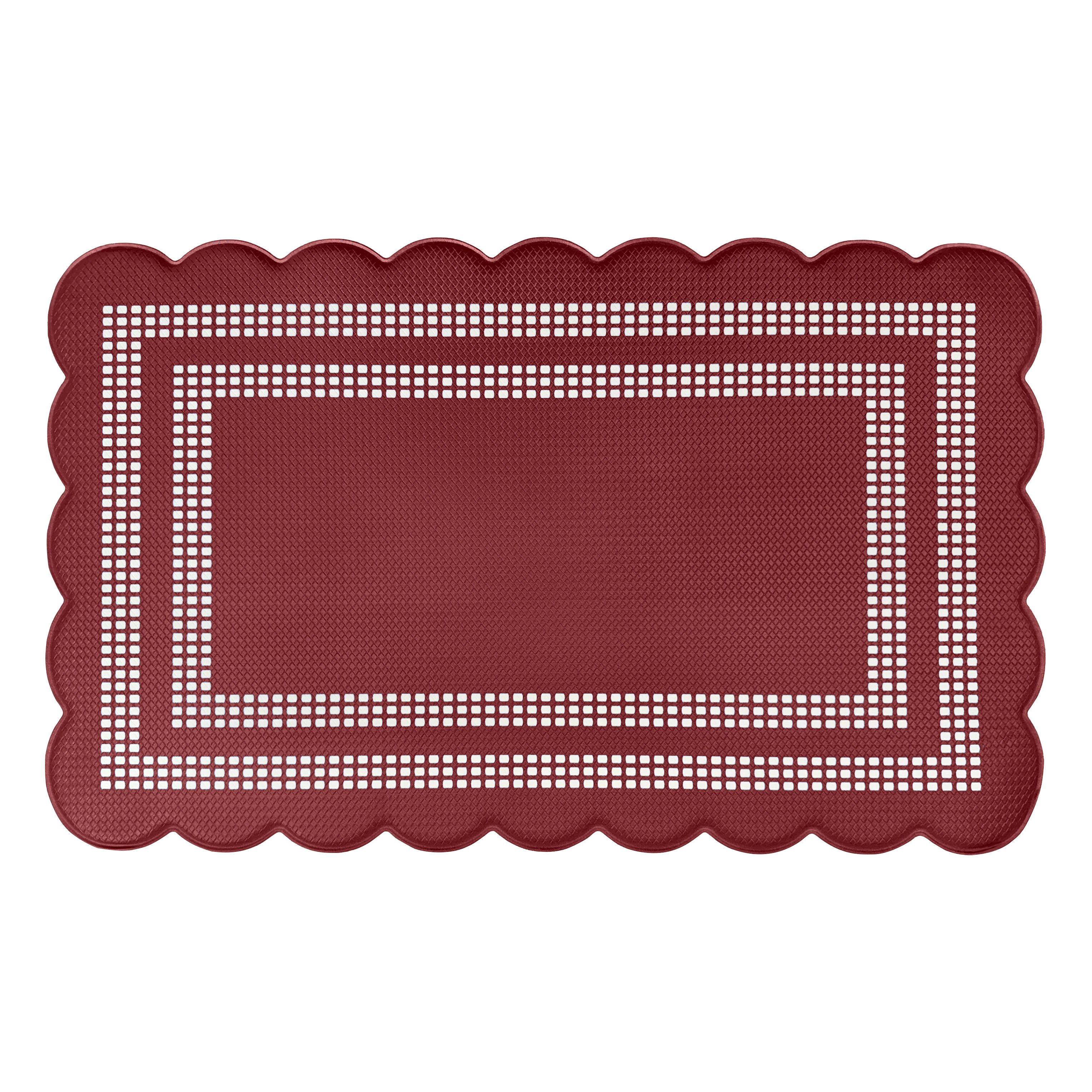 Kate Aurora Remi Scalloped Anti Fatigue Non-Skid Memory Foam Kitchen Floor Mat, 18x30, Red
